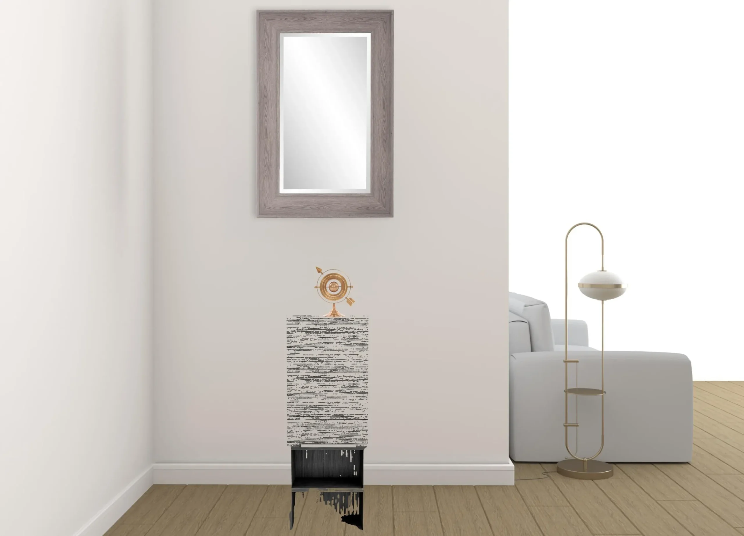 32" Smoky Gray Oak Accent Cabinet With Three Shelves - Image 3