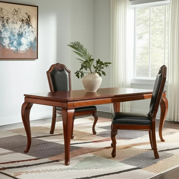 Set of Two Upholstered Faux Leather And Solid Wood Dining Side Chairs
