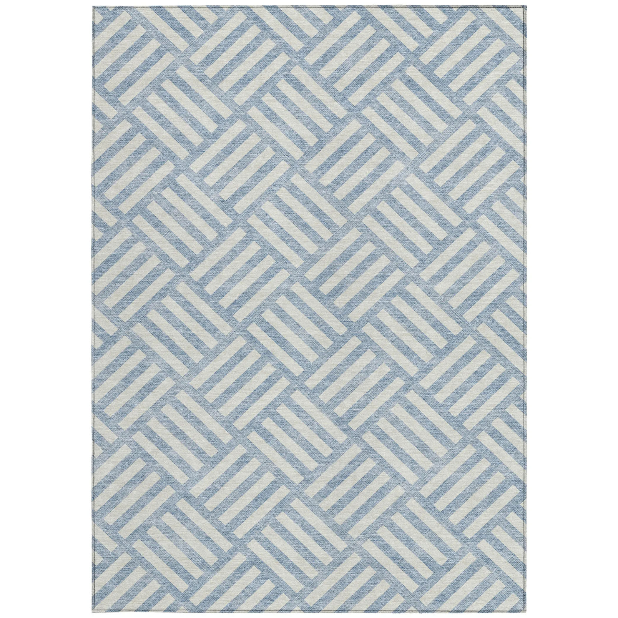 10' X 14' Sky Blue And Ivory Geometric Washable Indoor Outdoor Area Rug - Image 5