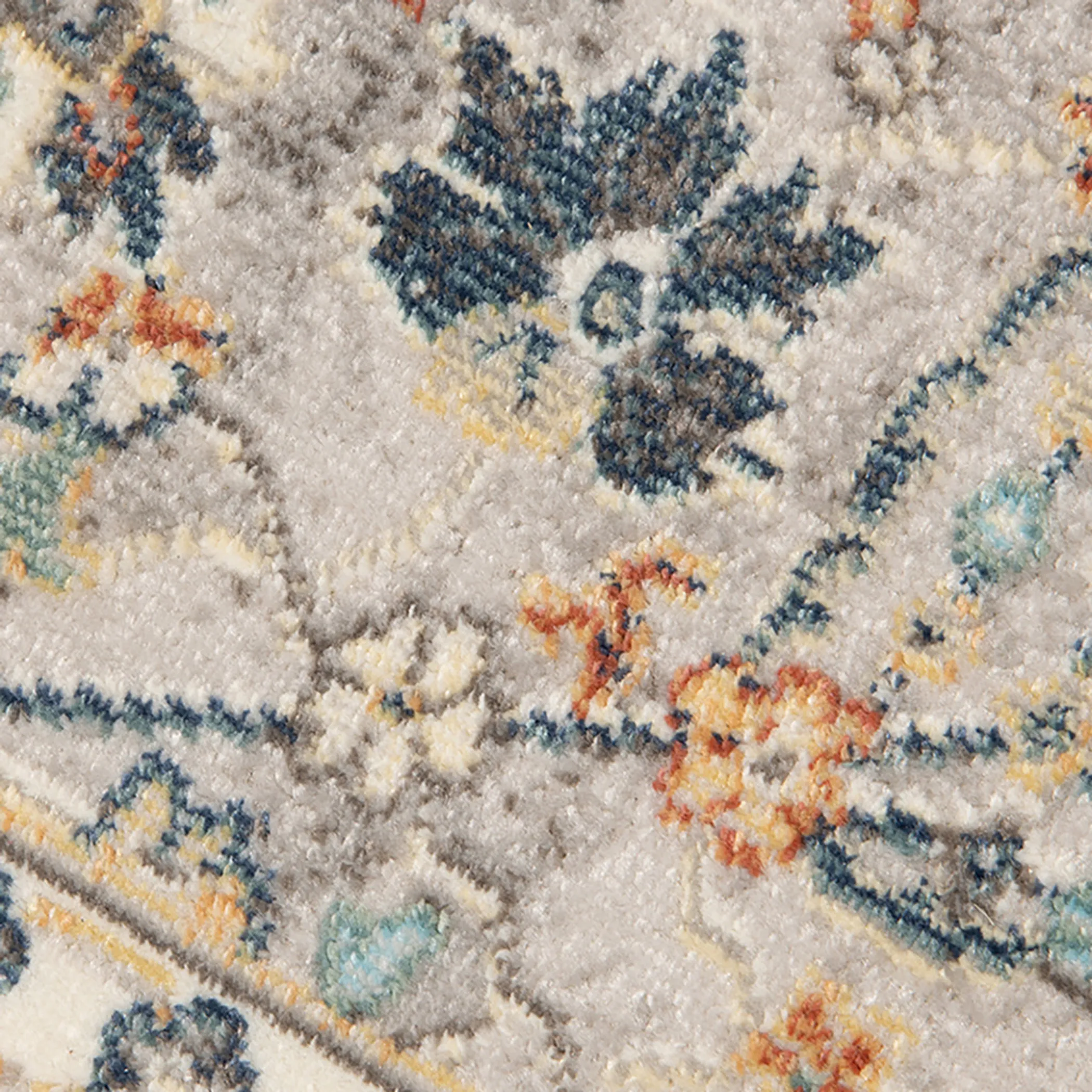 9' X 12' Blue and Orange Floral Stain Resistant Indoor Outdoor Area Rug - Image 6