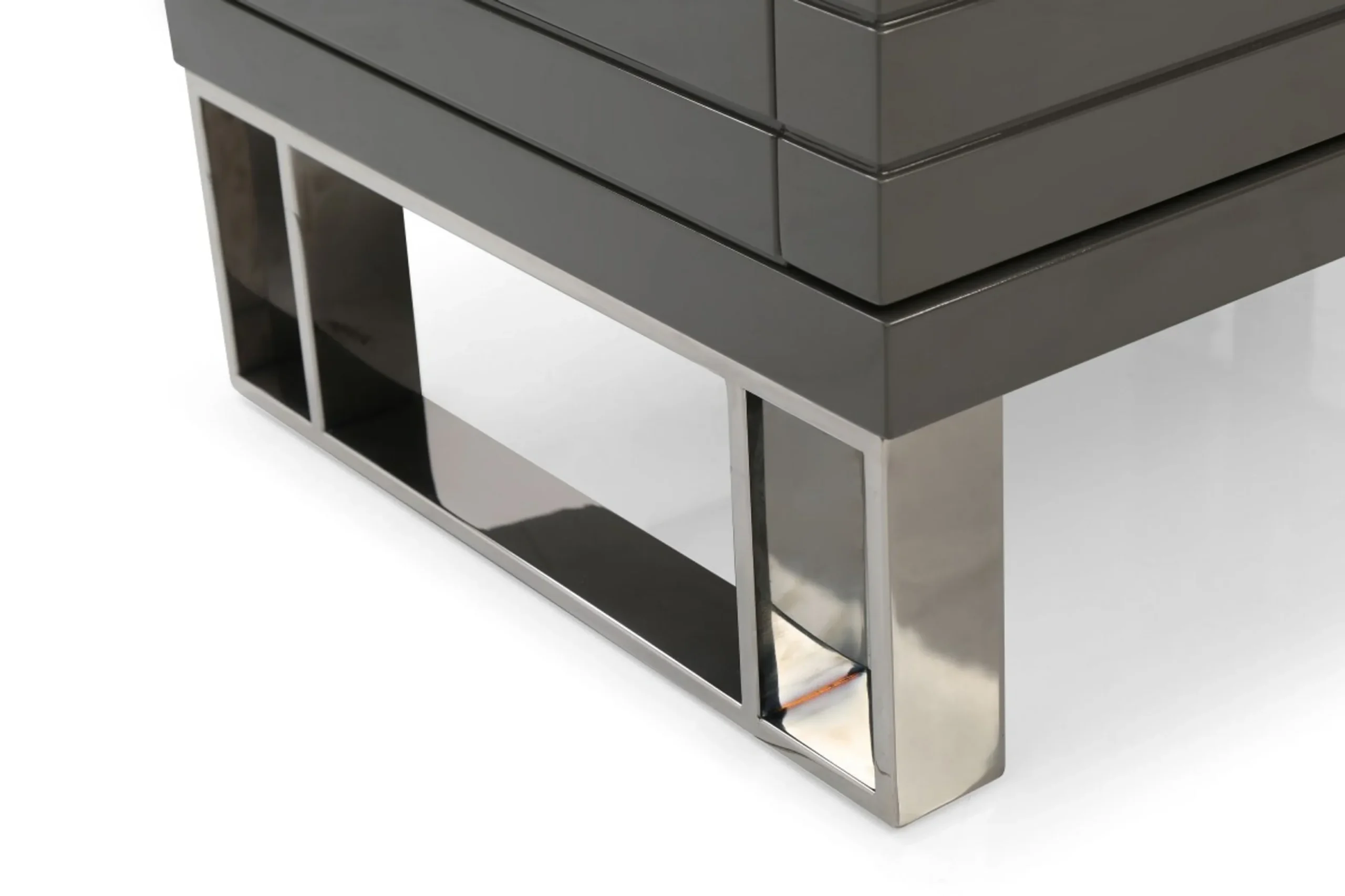 23" Silver and Gray Two Drawer Nightstand - Image 4