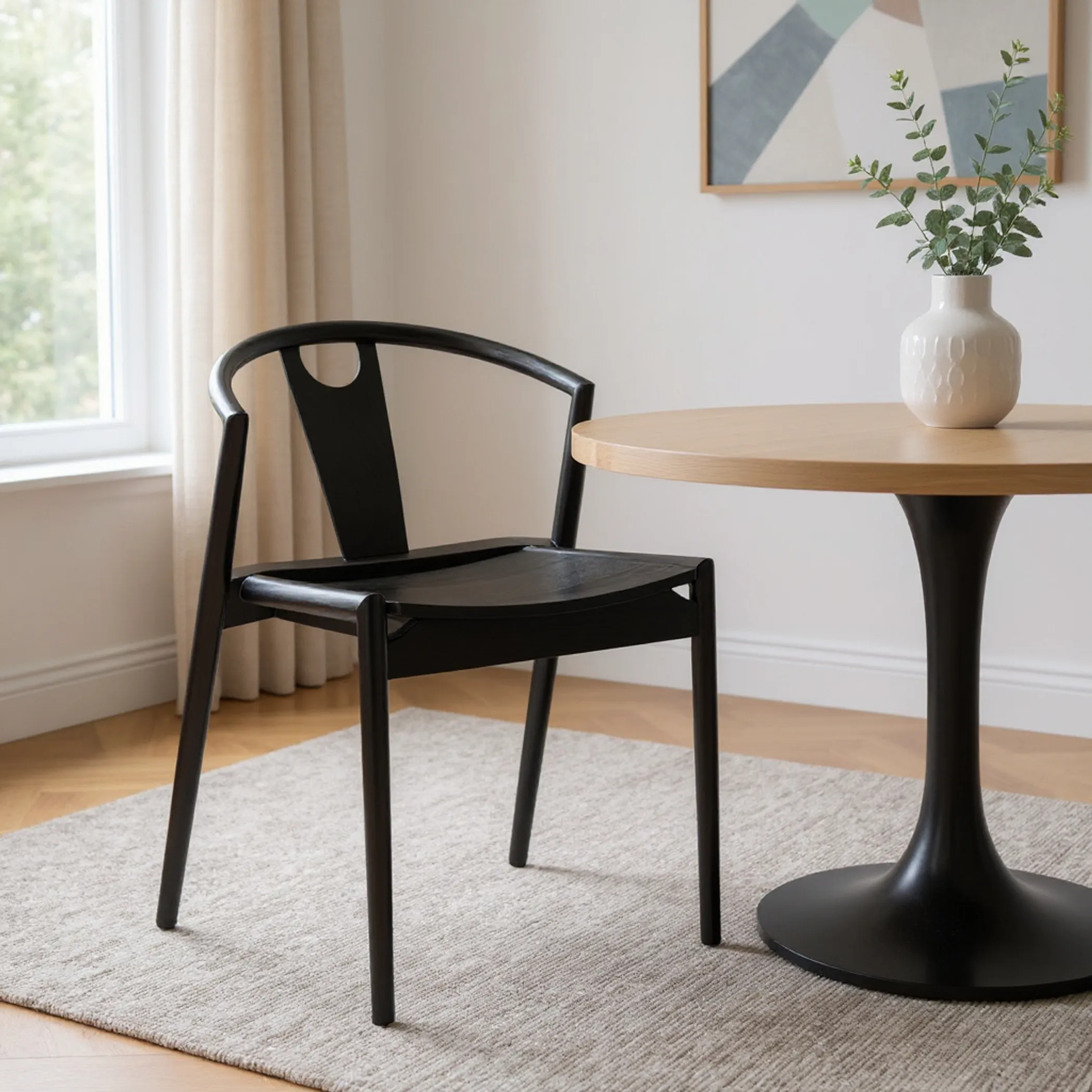 Solid Wood Open Back Dining Side Chair
