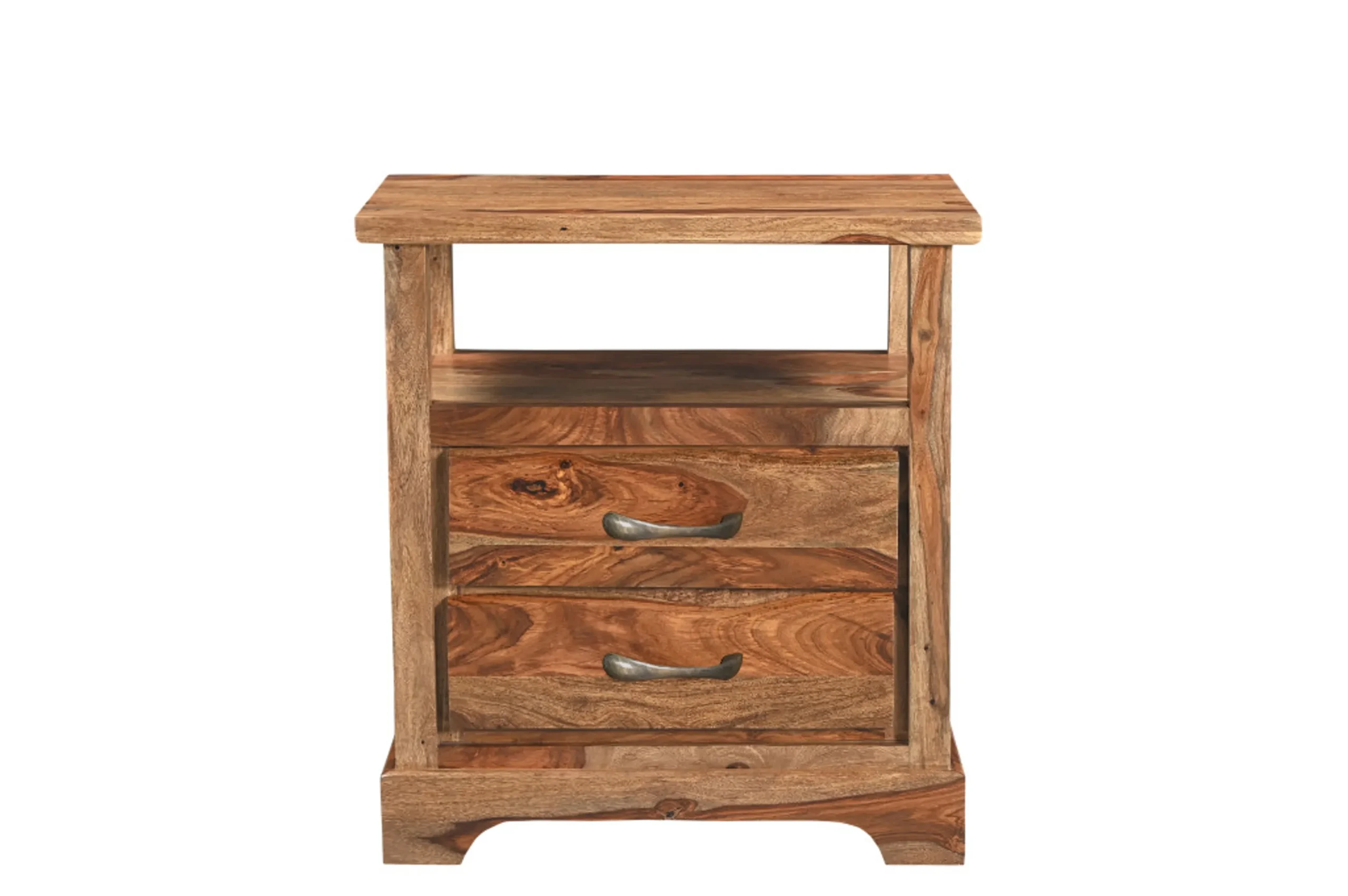 27" Brown Solid Wood Two Drawer Nightstand - Image 2