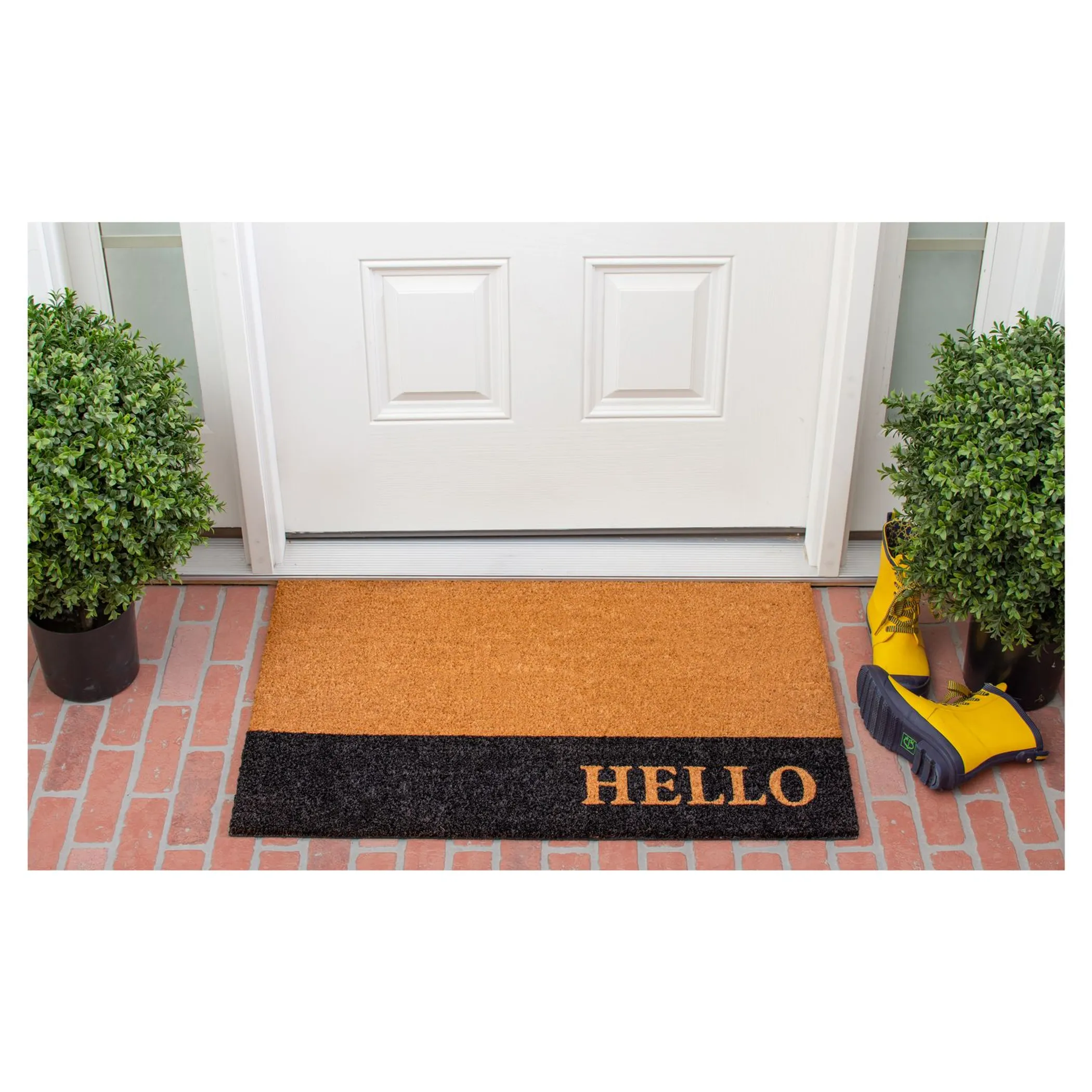 Calloway Mills Hello Black Stripe Doormat - Image 2