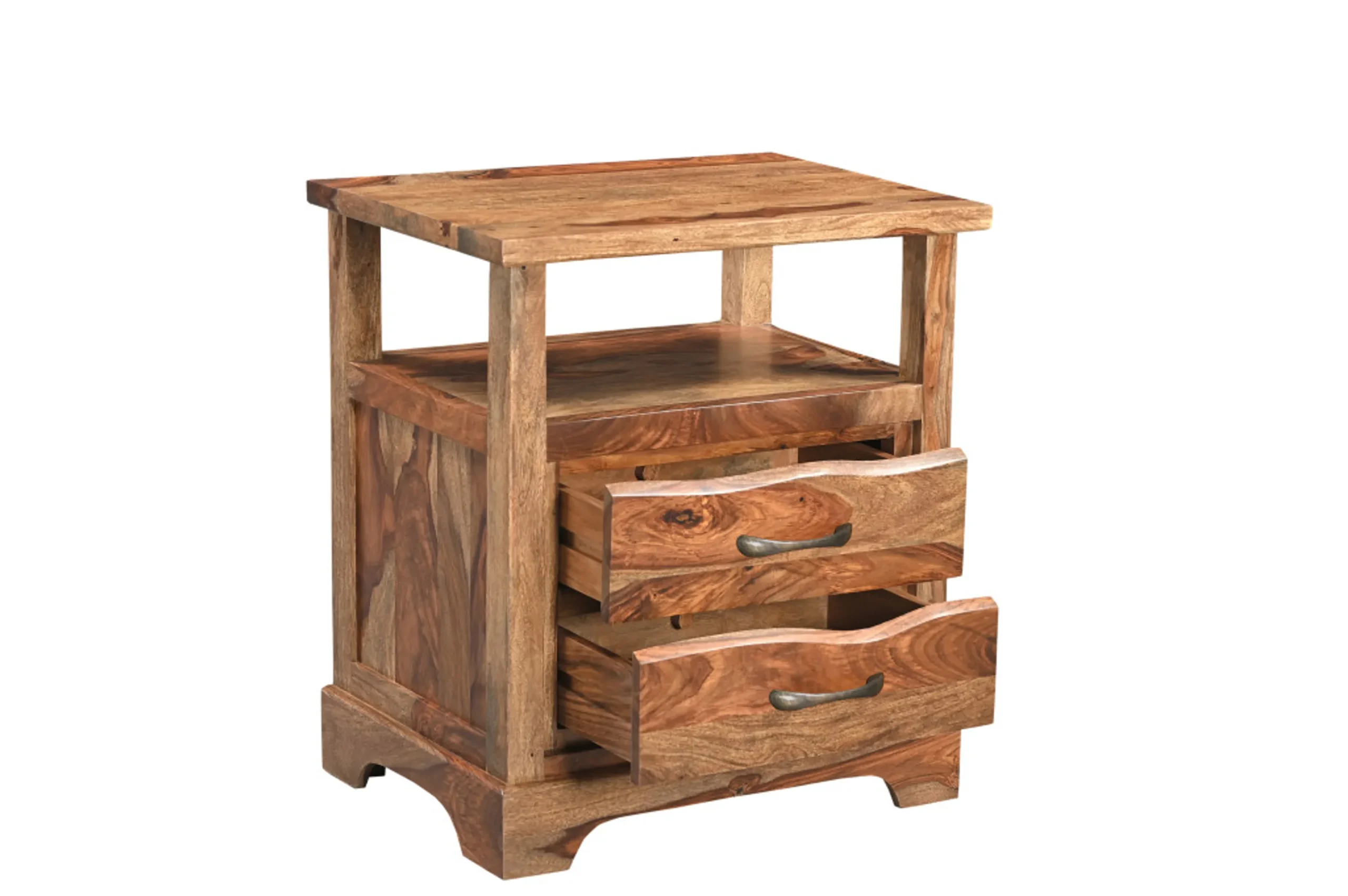 27" Brown Solid Wood Two Drawer Nightstand - Image 4