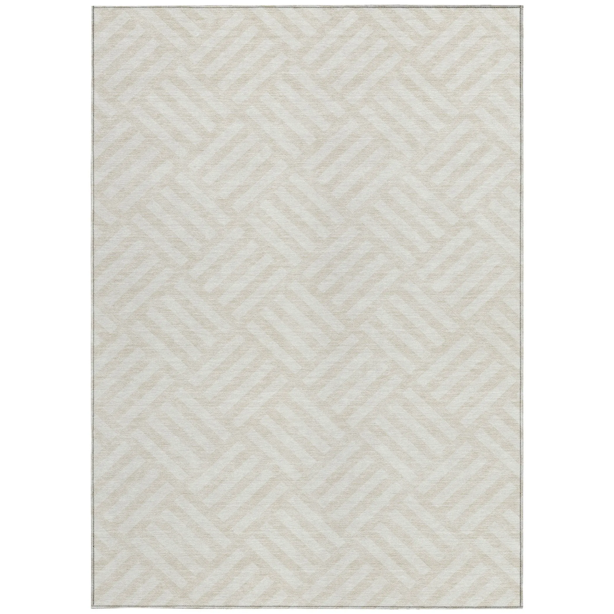 10' X 14' Ivory And Beige Geometric Washable Indoor Outdoor Area Rug - Image 5