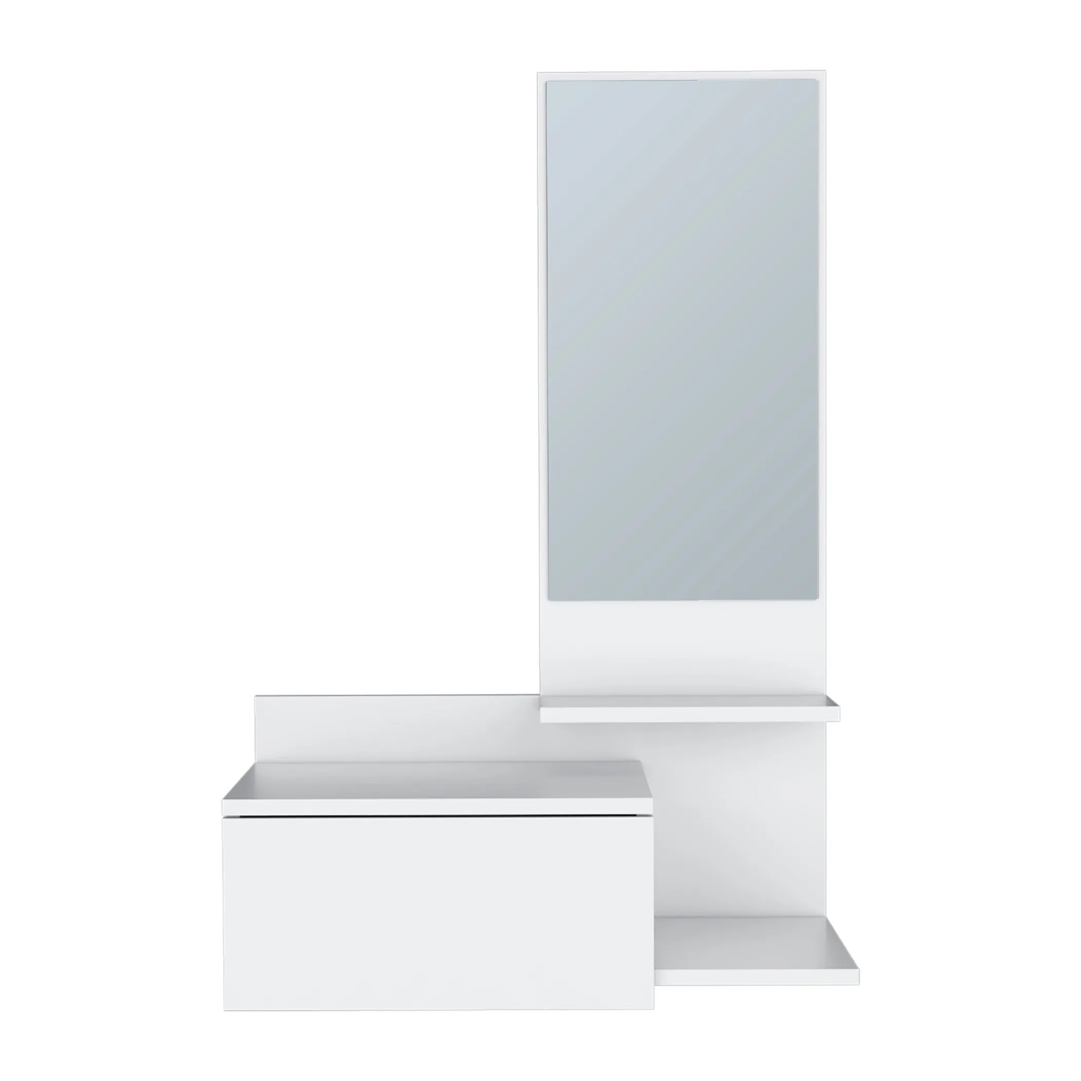 36" White Wood Wall Mounted Accent Cabinet With Drawer And Mirror - Image 2