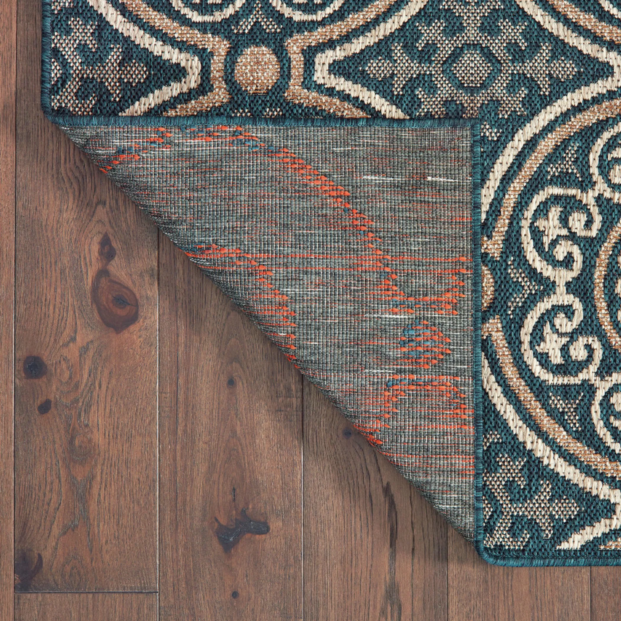 8' x 10' Blue and Gray Geometric Stain Resistant Indoor Outdoor Area Rug - Image 5