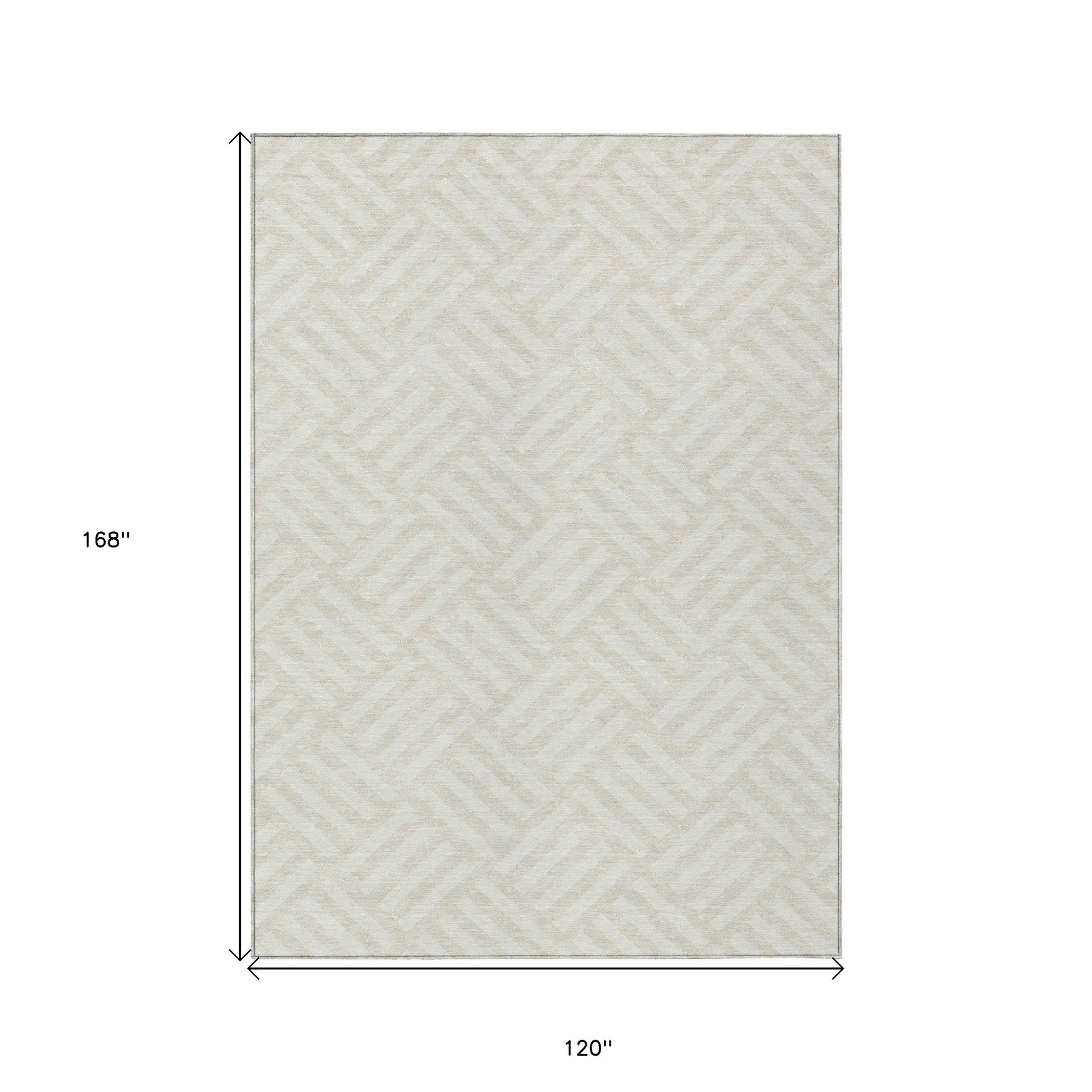 10' X 14' Ivory And Beige Geometric Washable Indoor Outdoor Area Rug - Image 3
