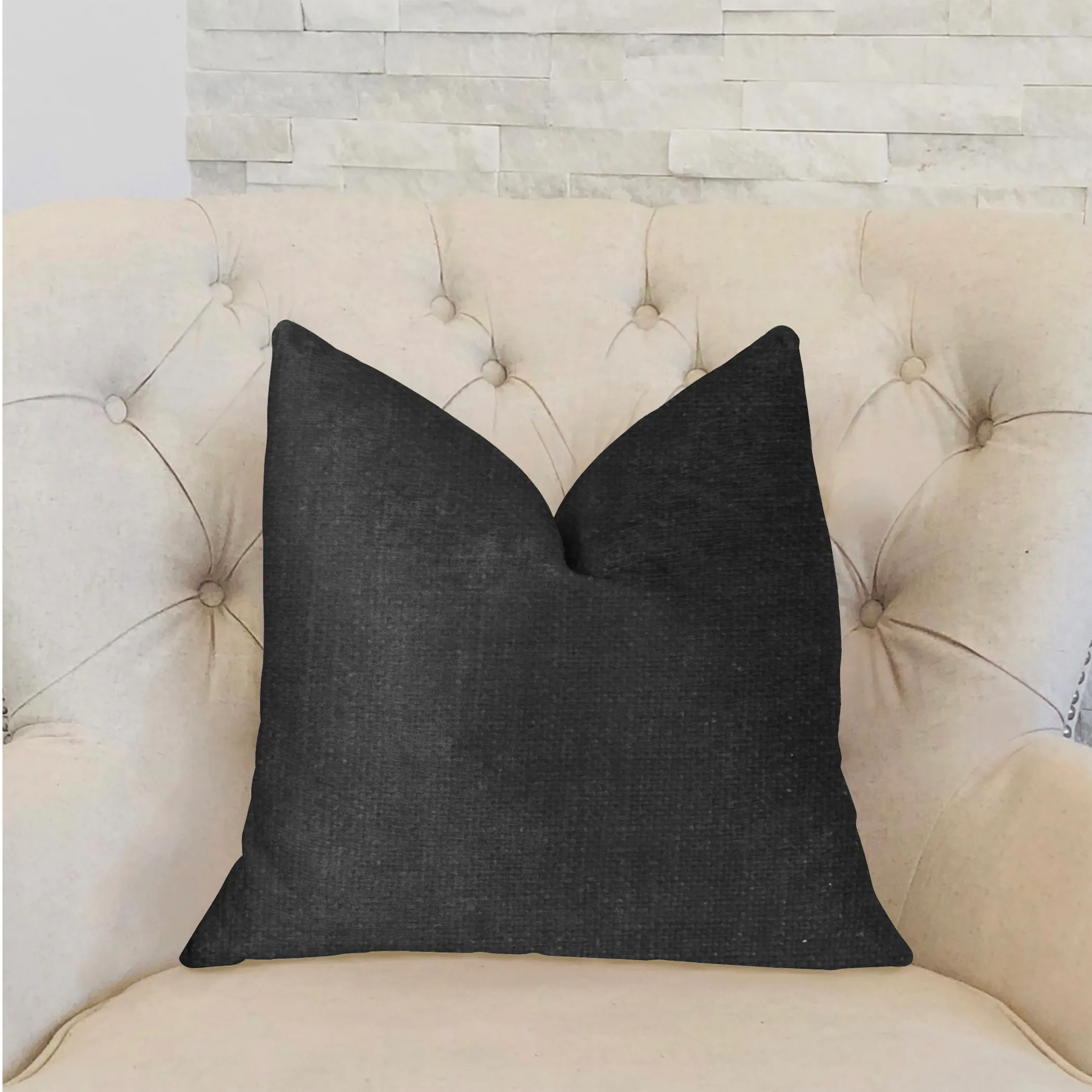 Plutus Luna Black Luxury Throw Pillow - Image 2