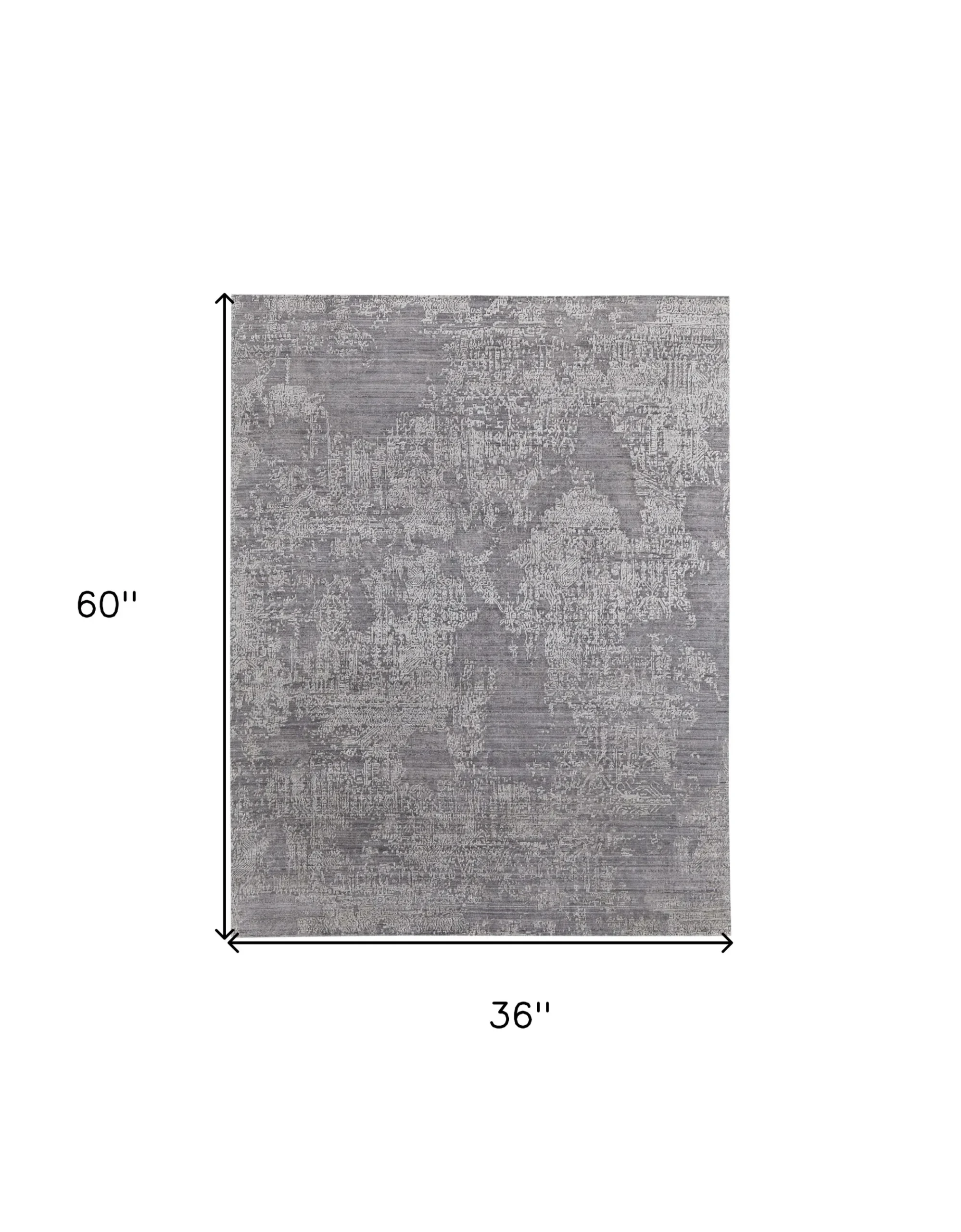 3' X 5' Gray Abstract Hand Woven Worn Faded Area Rug - Image 3