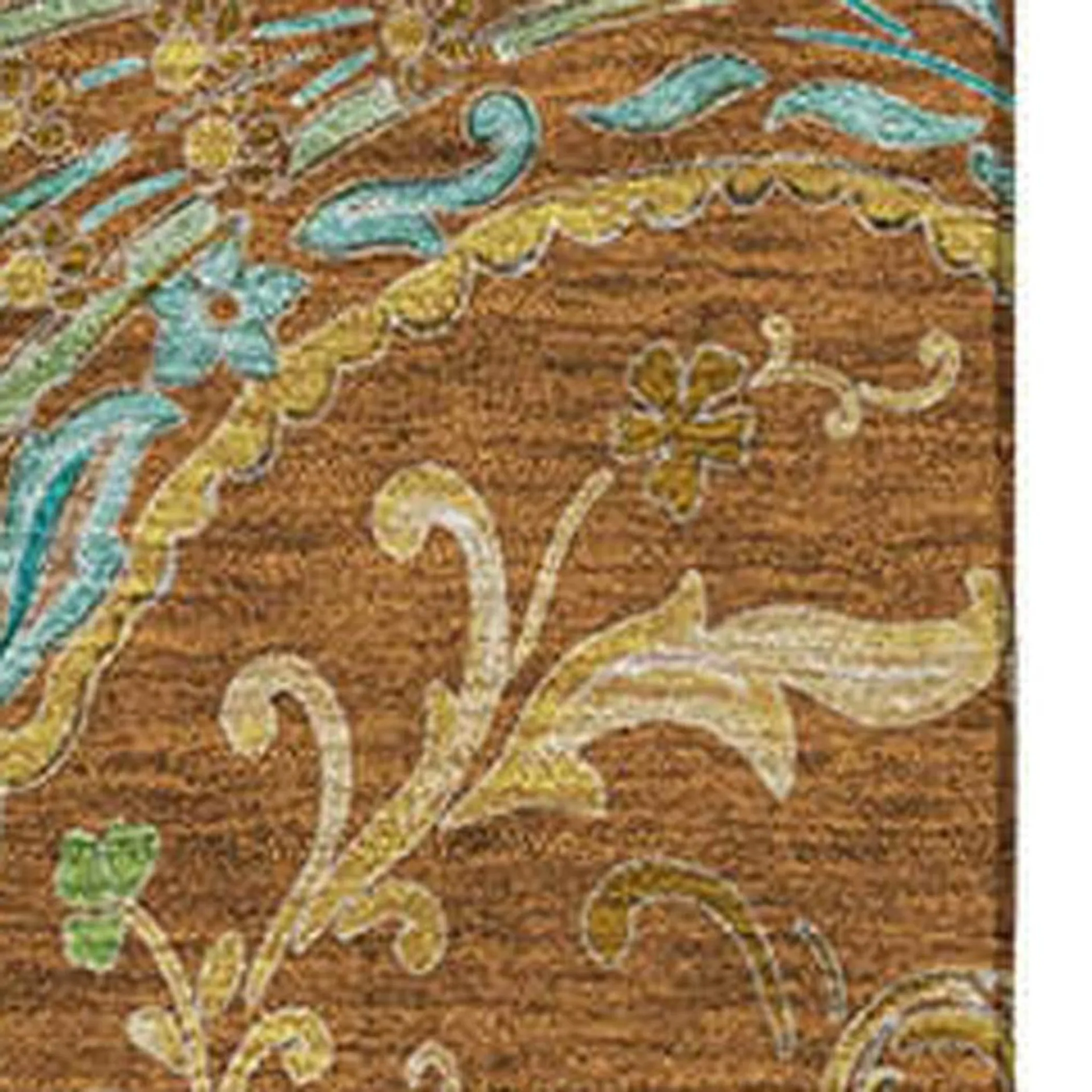 9' X 12' Rust Blue And Green Paisley Washable Area Rug With UV Protection - Image 3