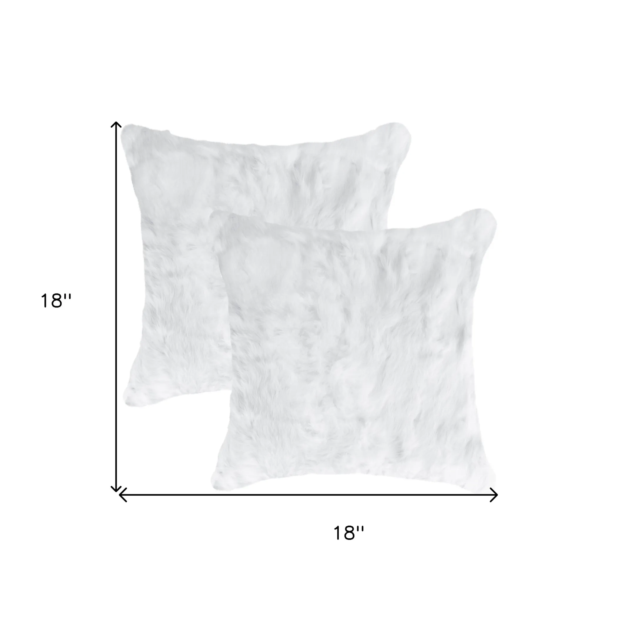 Set Of Two 18" White Rabbit Zippered Natural Fur Throw Pillows - Image 5