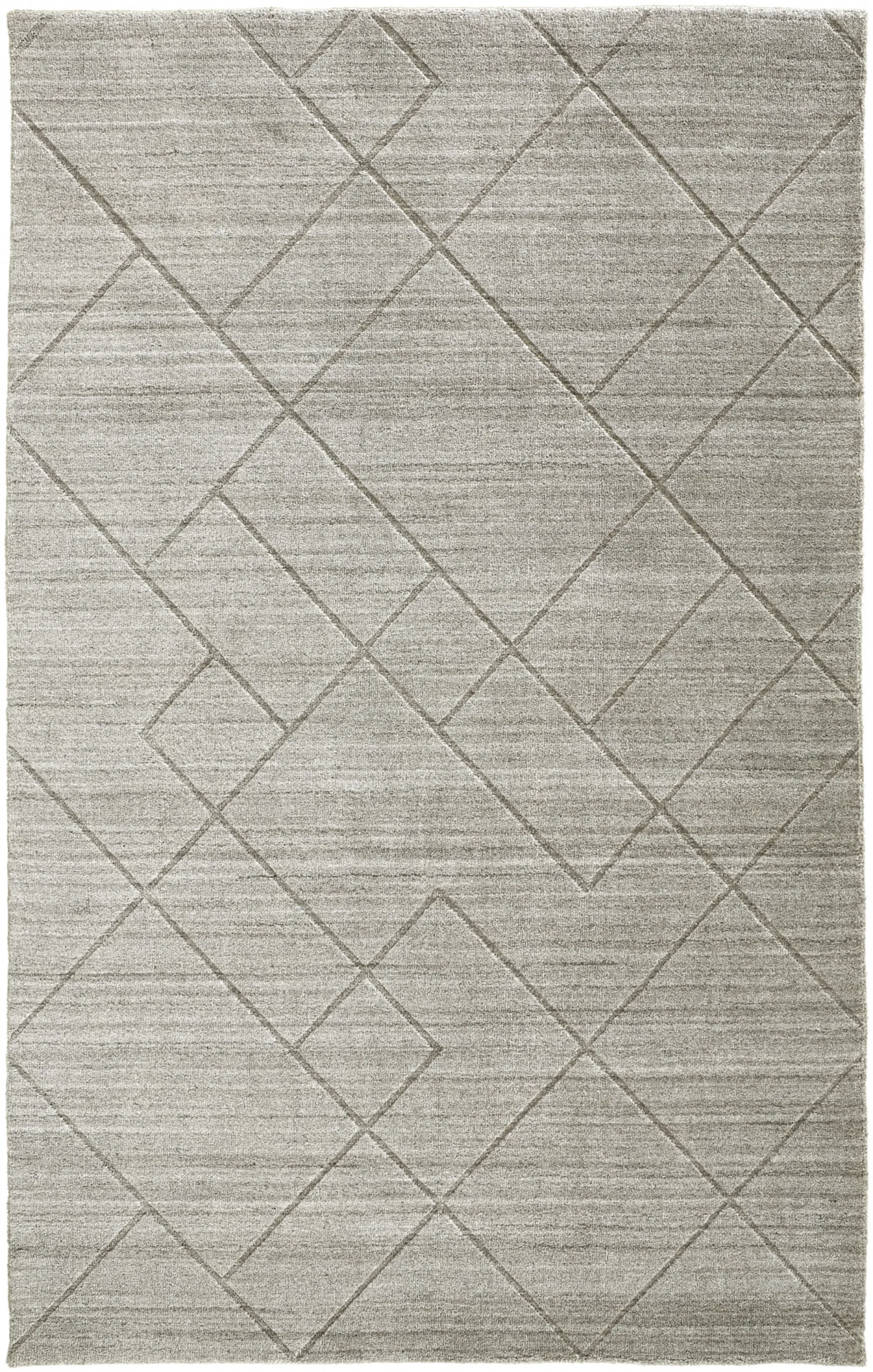 8' X 10' Ivory And Silver Striped Hand Woven Area Rug