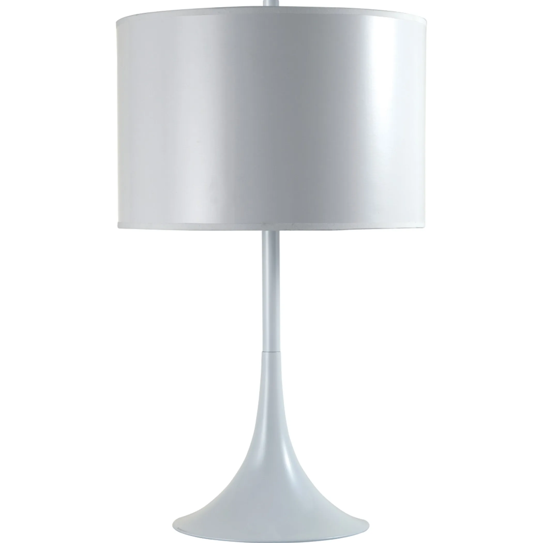 25" White Metal Table Lamp With White Classic Drum Shade - Image 2