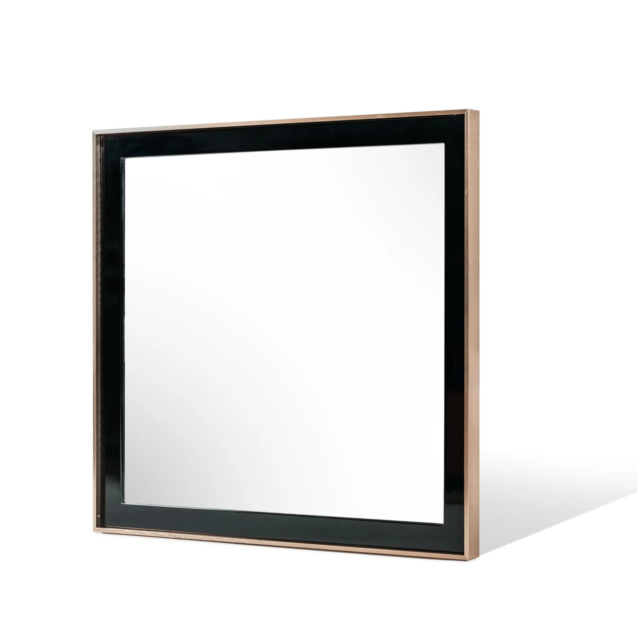 39" Rose Gold and Black Wood and Metal Framed Accent Mirror - Image 4