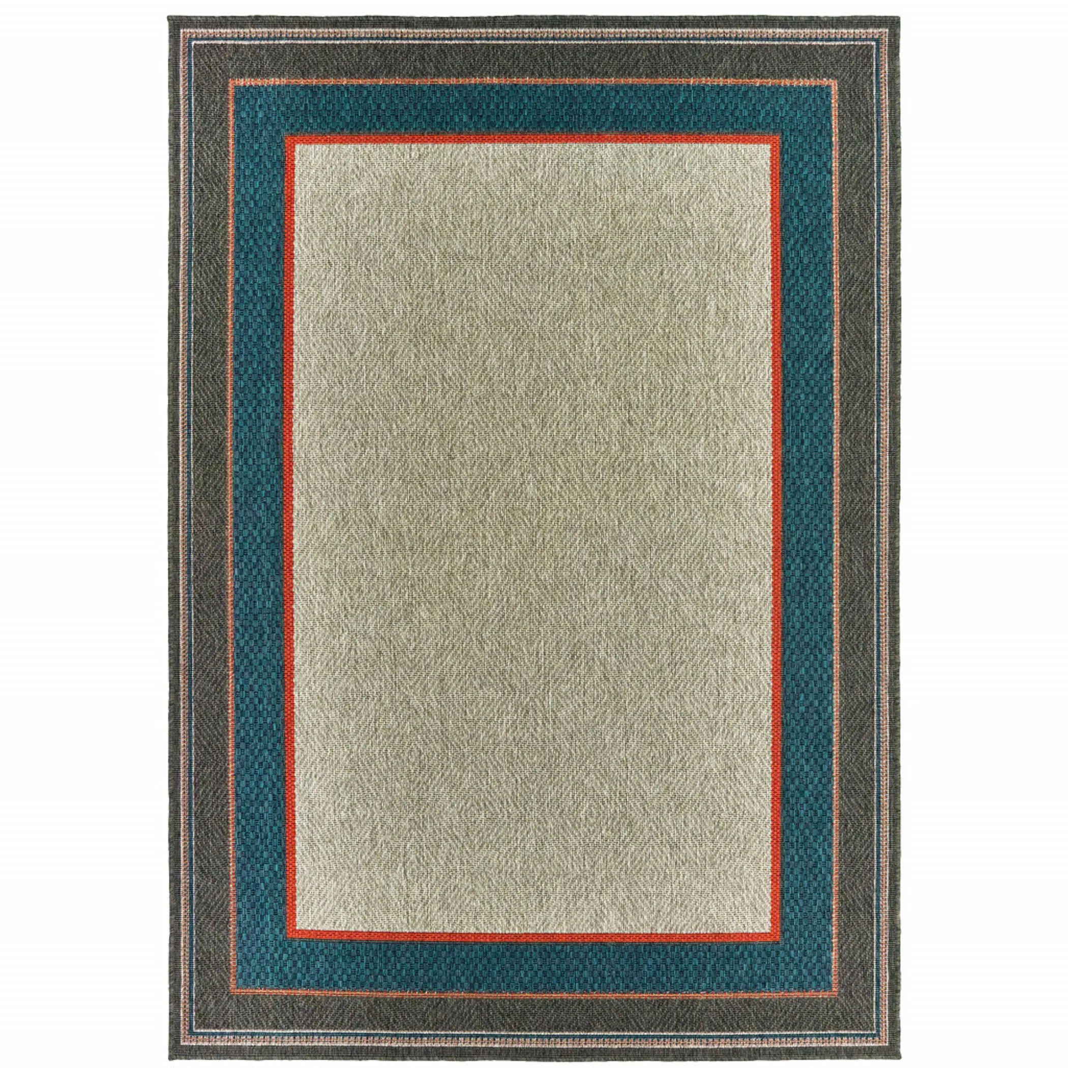 8' X 10' Blue and Gray Stain Resistant Indoor Outdoor Area Rug