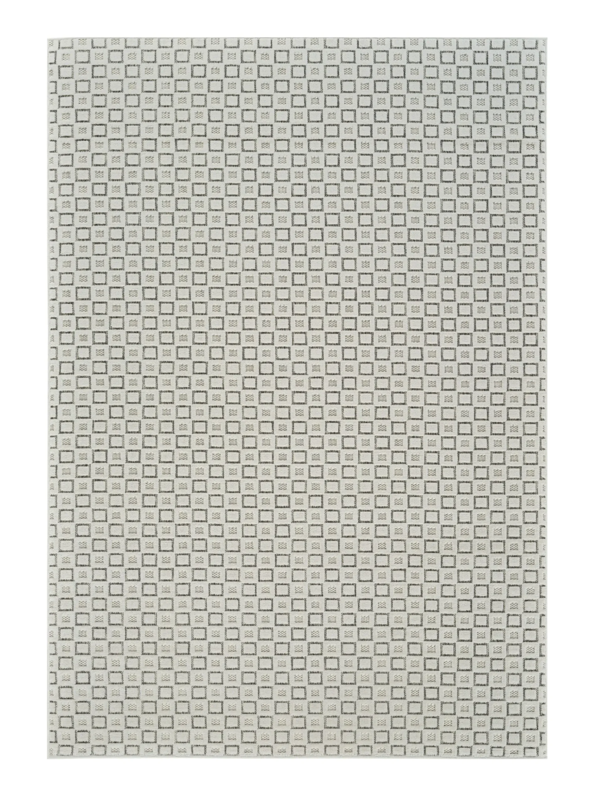 6' X 9' Cream and Beige Geometric Distressed Indoor Outdoor Area Rug - Image 2
