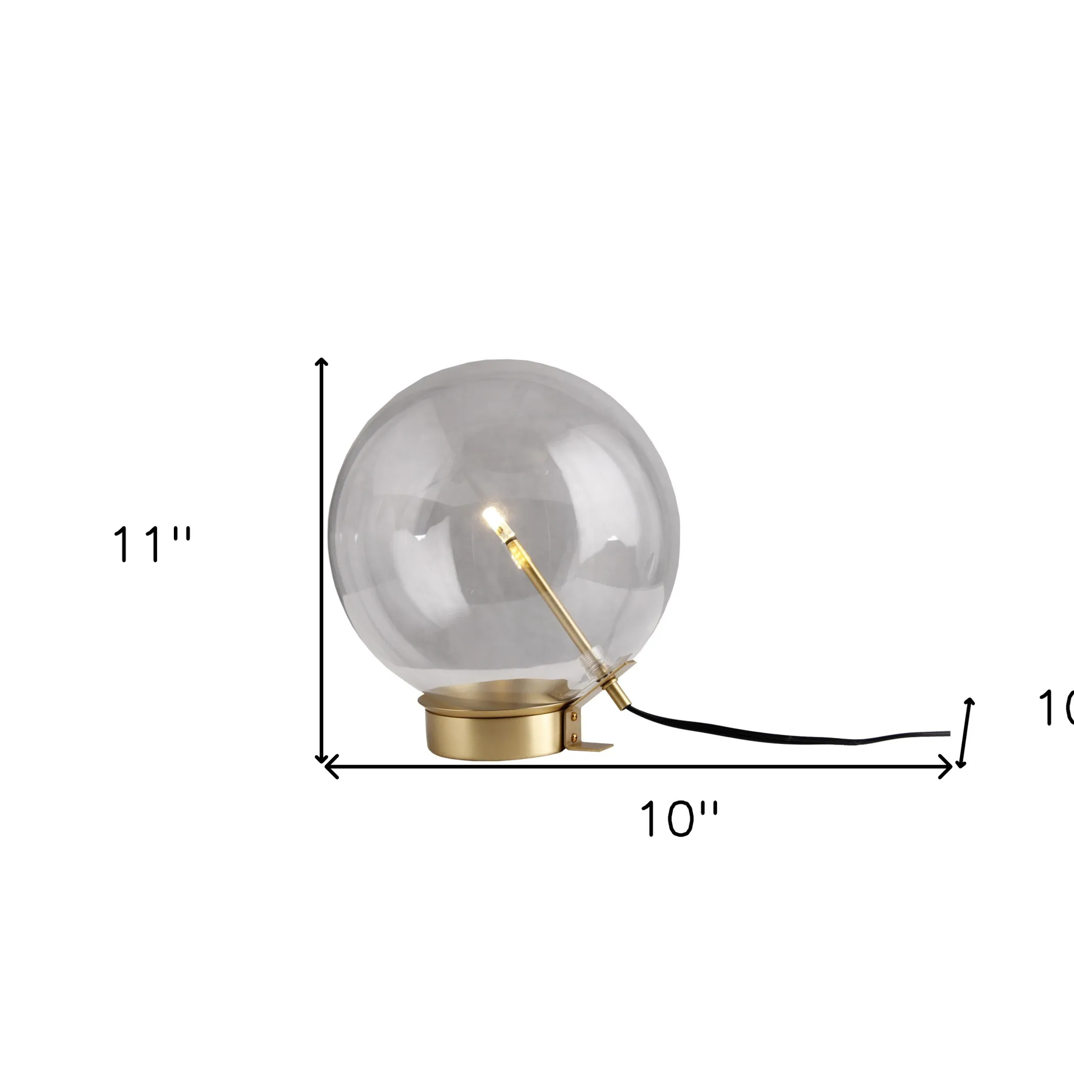 11" Brass Metal Globe Table Lamp - Image 6
