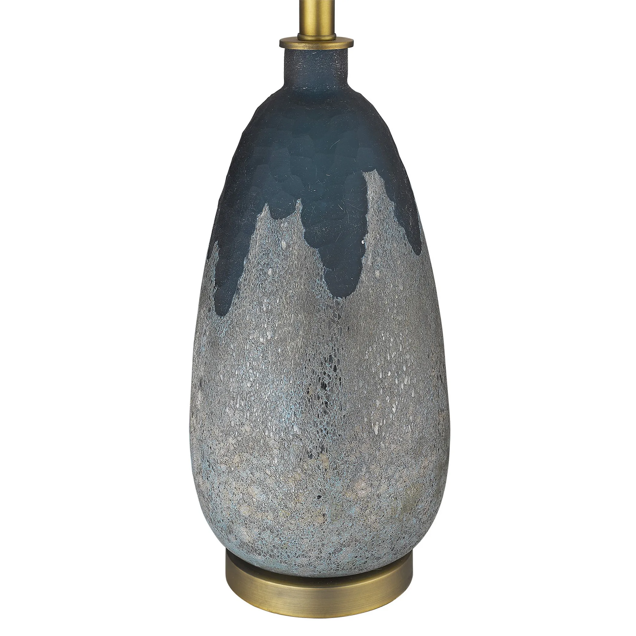 30" Teal Blue Concrete Table Lamp With Cream Empire Shade - Image 5