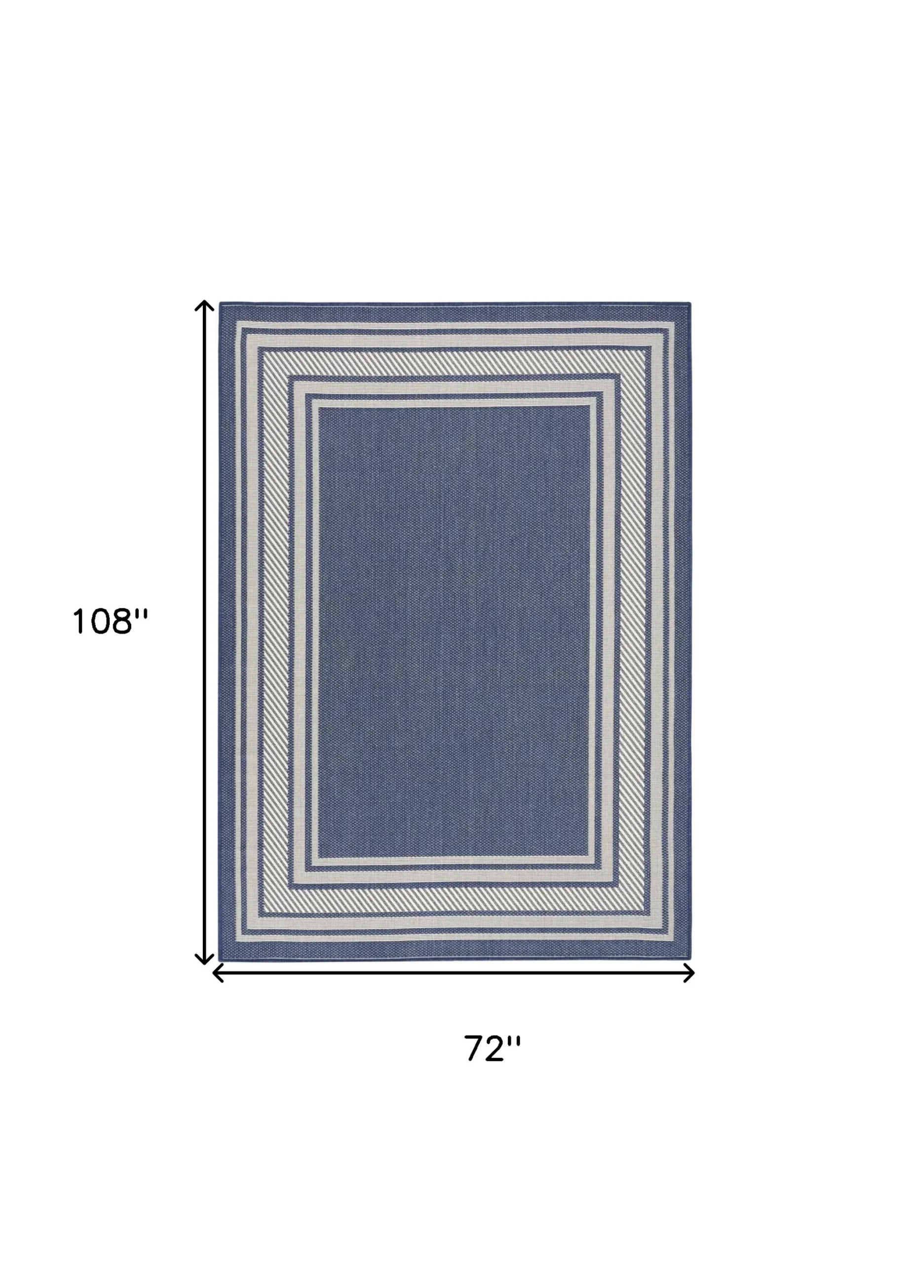 6' X 9' Navy Blue And Ivory Geometric Indoor Outdoor Area Rug - Image 2