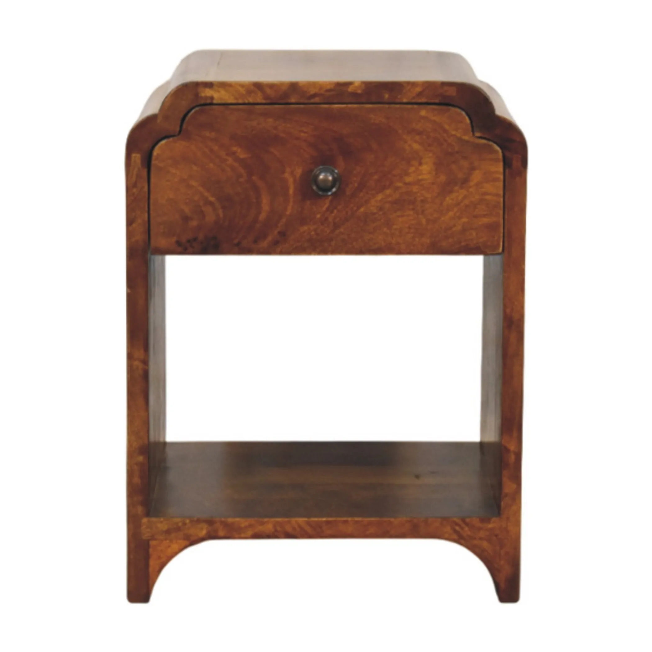 Solid Wood One Drawer Scallop Edge Nightstand - Image 2