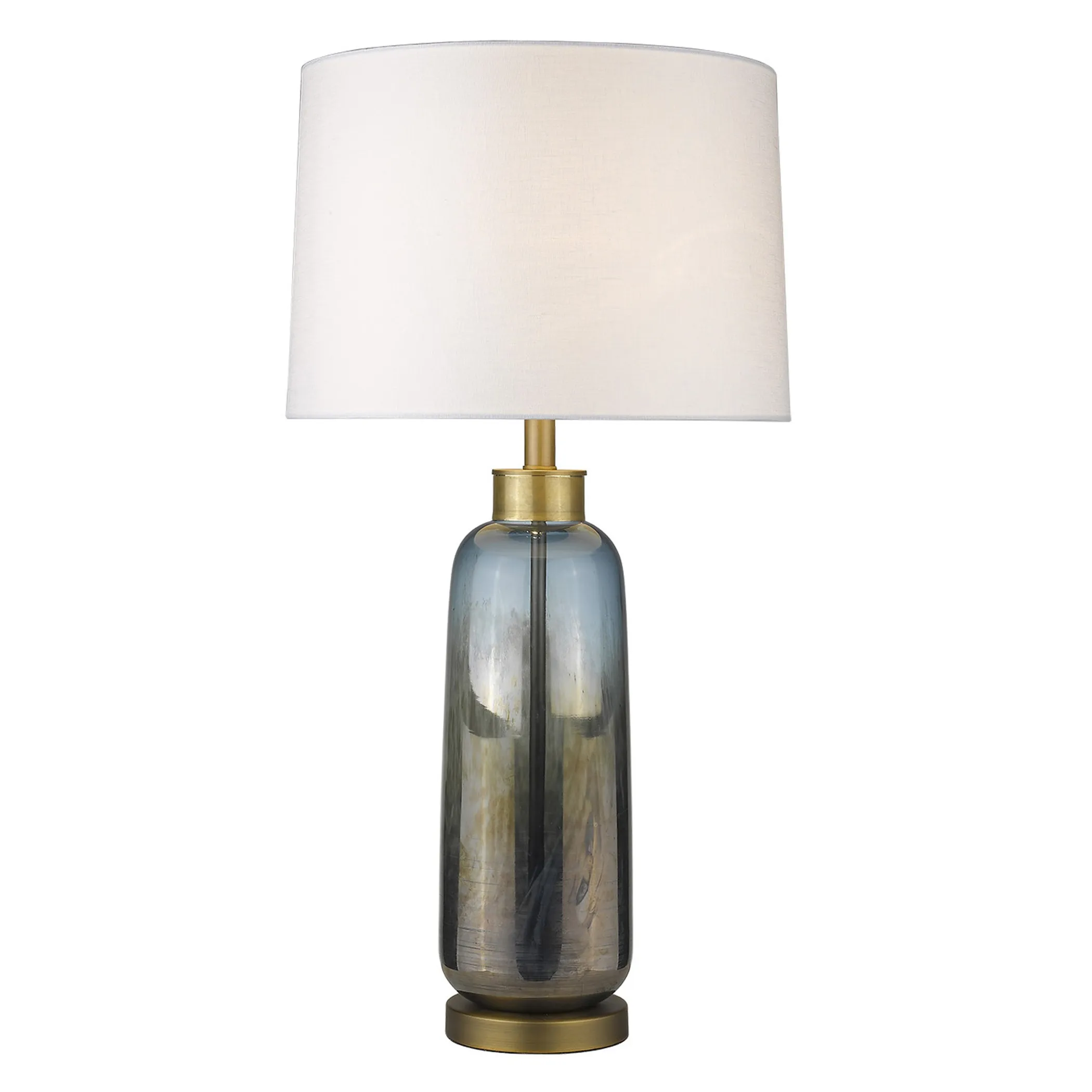 31" Steel Blue Glass Table Lamp With White Empire Shade - Image 3
