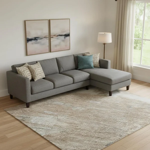 9' X 12' Rust Gray And Ivory Abstract Washable Area Rug With UV Protection