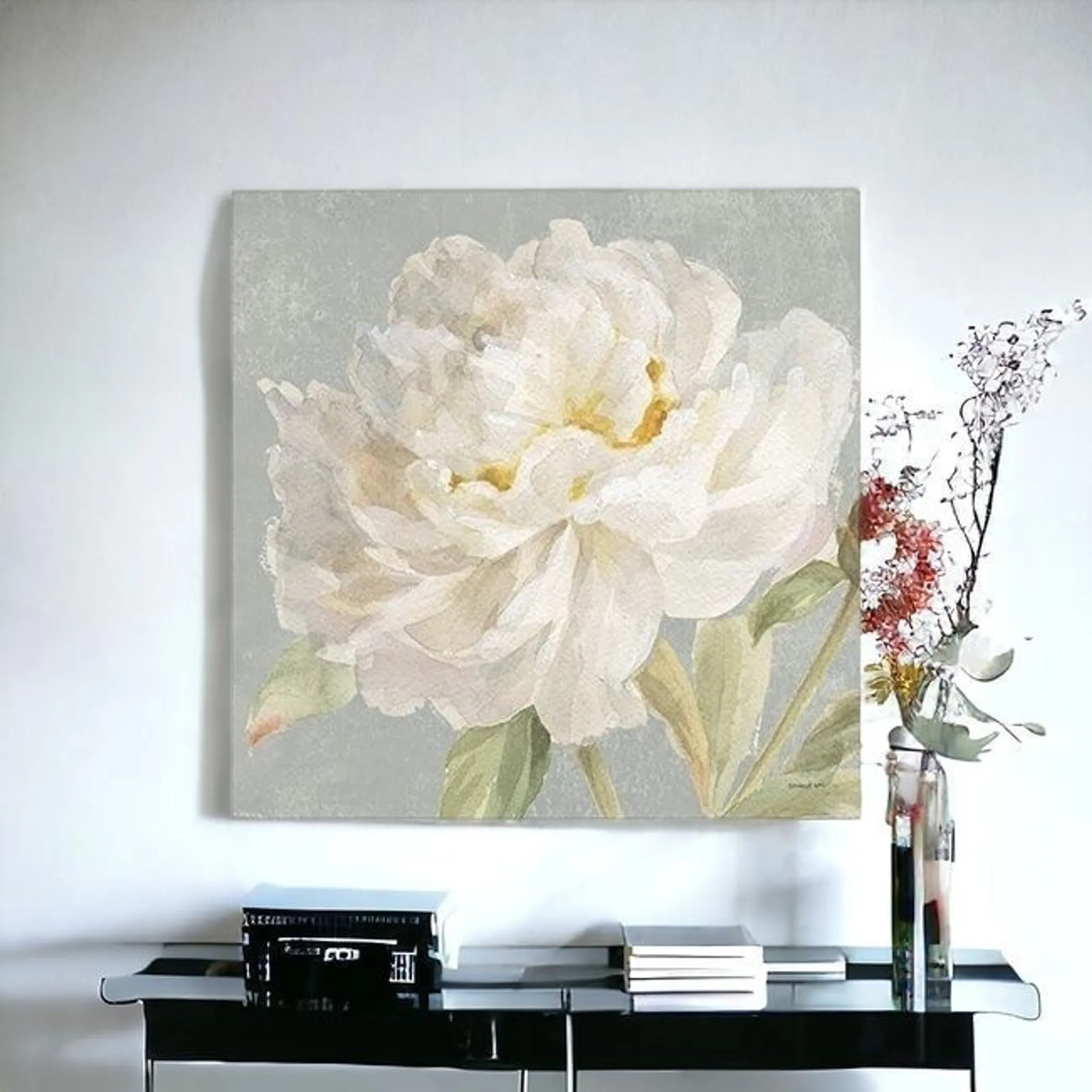 Angelic White Peony Flower Unframed Print Wall Art - Image 3