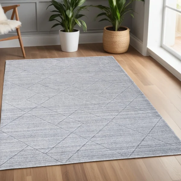 4' X 6' Gray Striped Hand Woven Area Rug