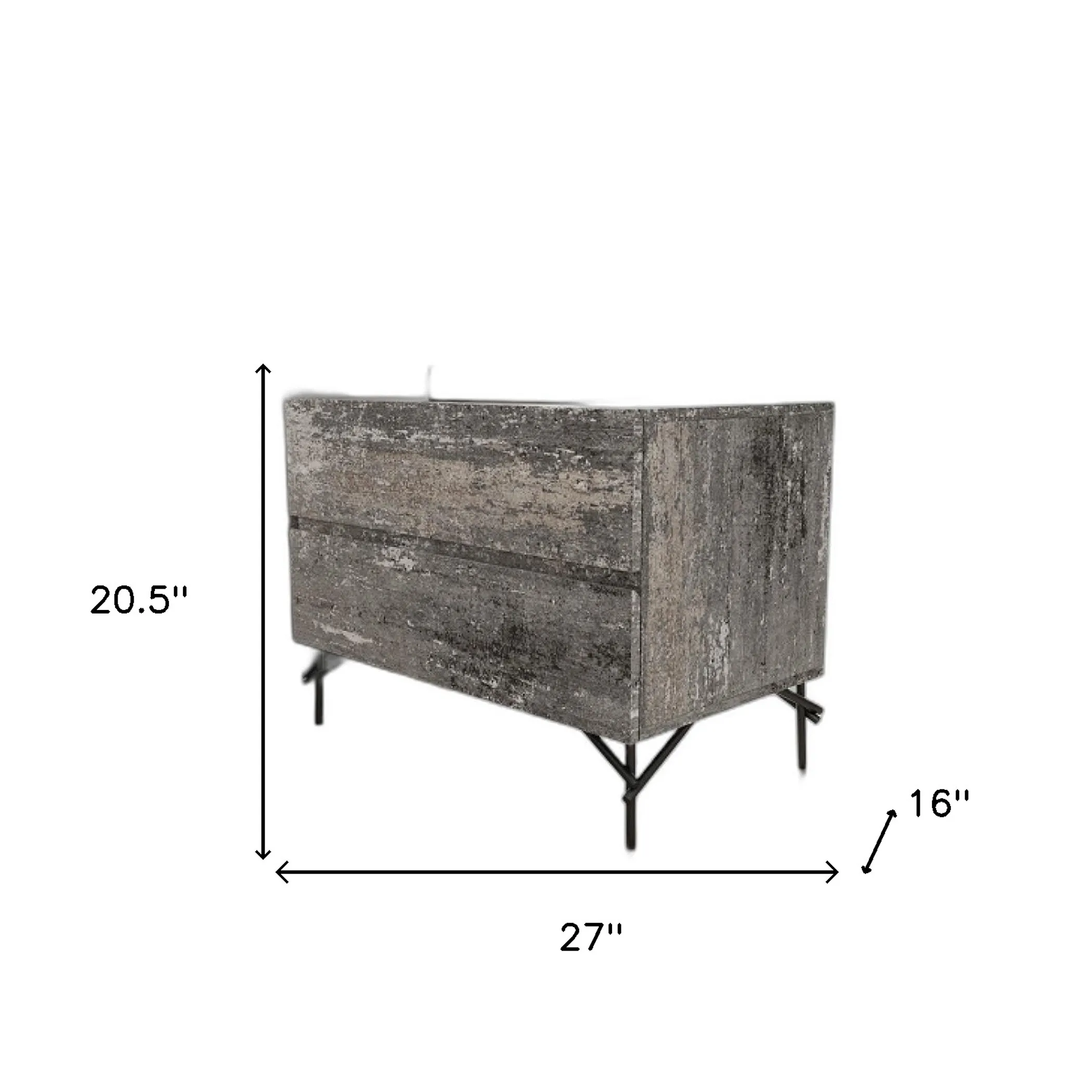 21" Distressed Gray Two Drawer Nightstand - Image 4
