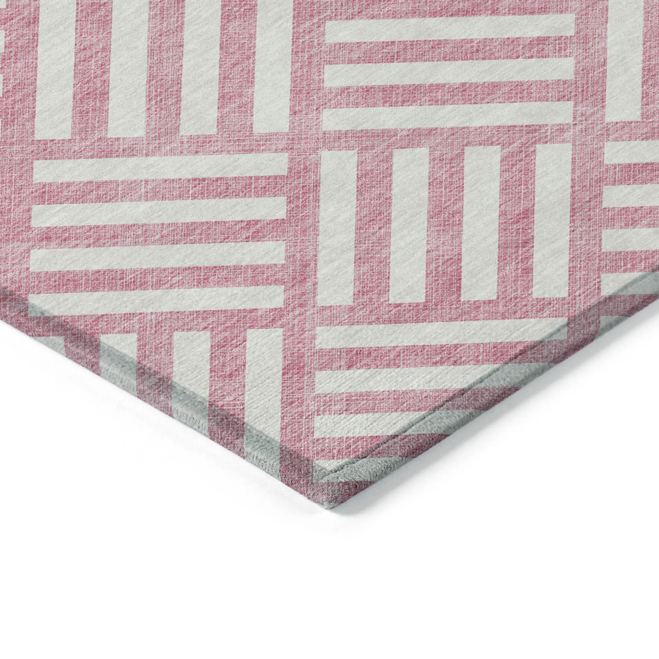 10' X 14' Pink And Ivory Geometric Washable Indoor Outdoor Area Rug - Image 4
