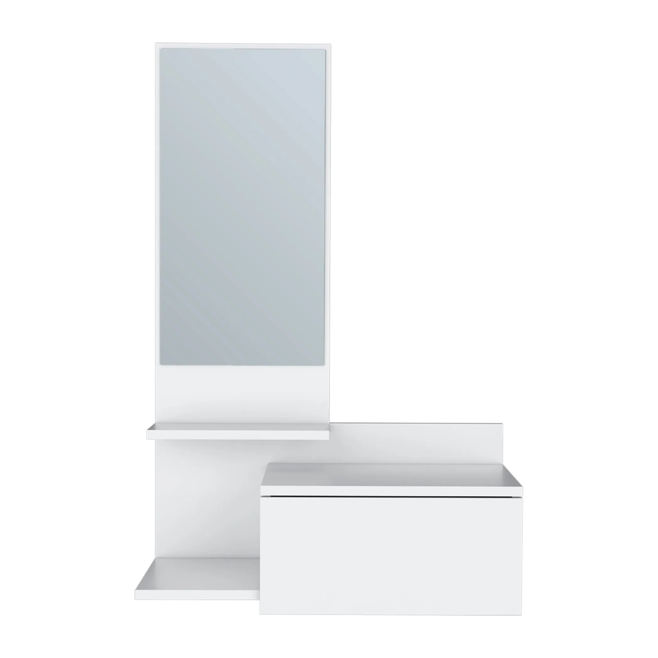 36" White Wood Wall Mounted Accent Cabinet With Drawer And Mirror - Image 4