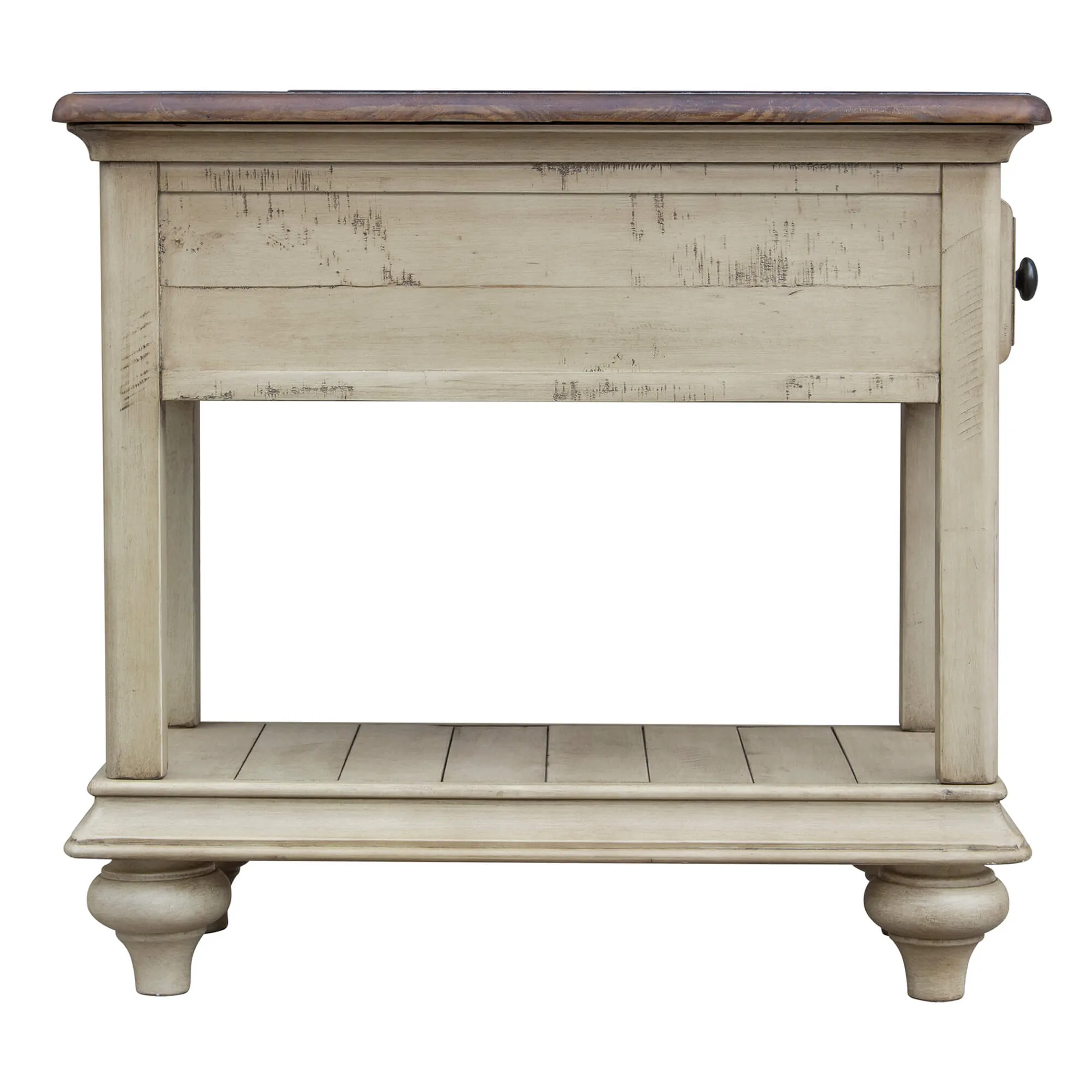 Sunset Trading Shades of Sand End Table | Fully Assembled | Narrow Nightstand | Drawer Shelf | Cream/Walnut Brown Solid Wood - Image 3