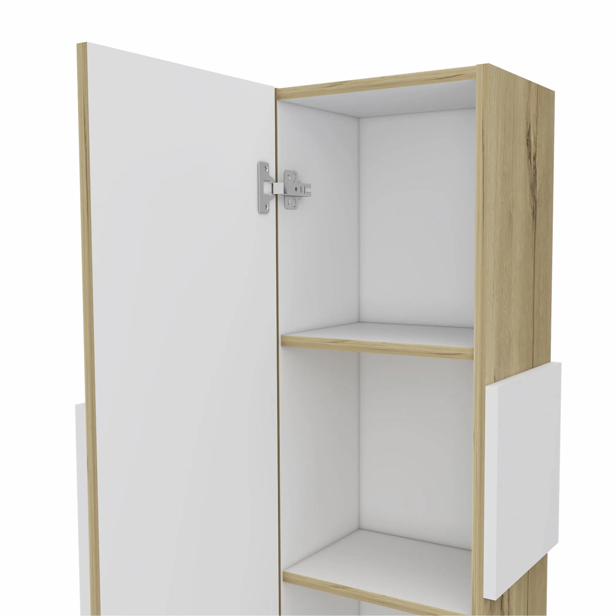 Light Oak and White Multi Purpose Vertical Hanging Cabinet - Image 4