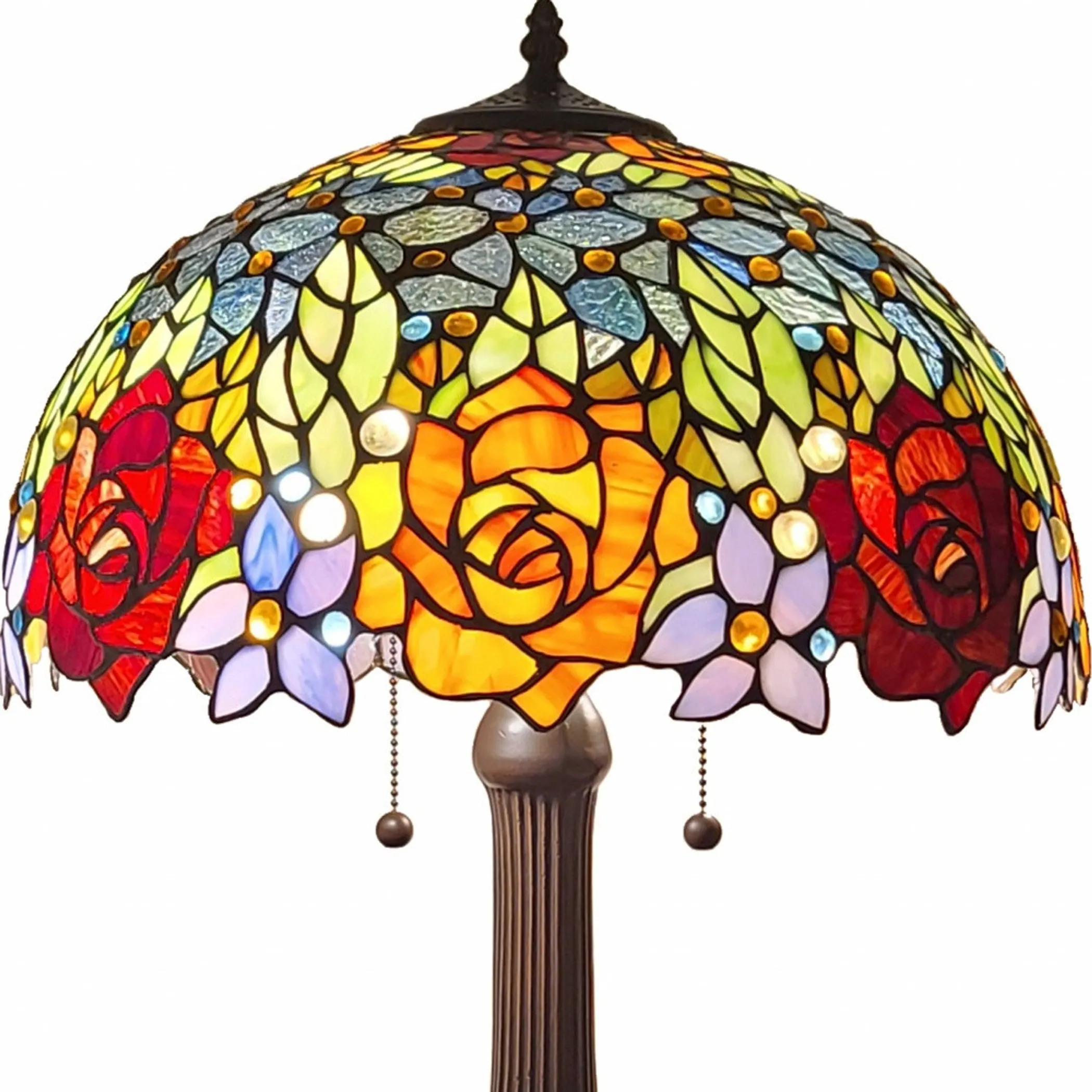 24" Dark Brown Metal Two Light Candlestick Table Lamp With Orange Shade - Image 5