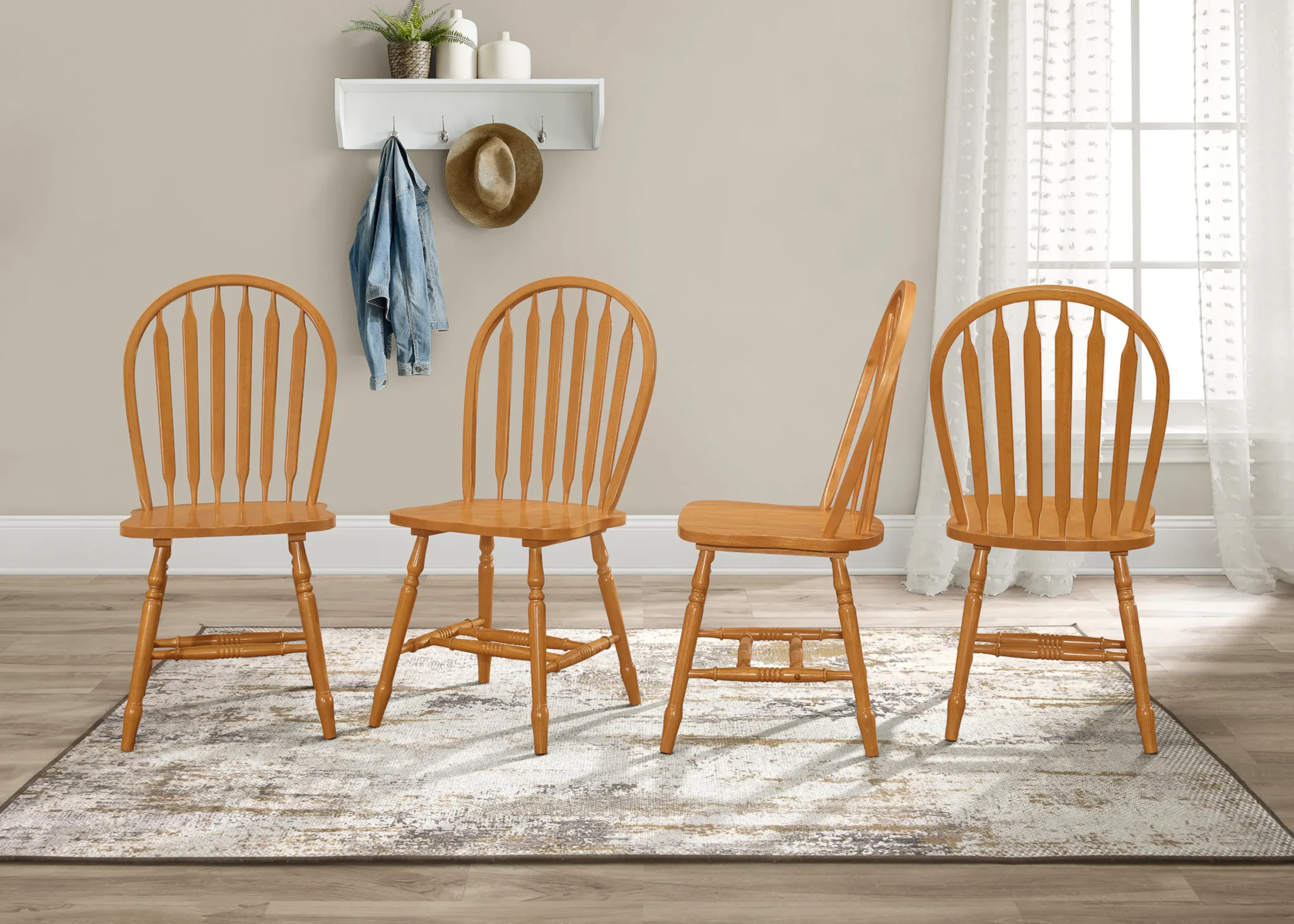 Sunset Trading Oak Selections Windsor Arrowback Dining Chair | Light Oak Finish Solid Wood | Set of 4 Sidechairs - Image 2