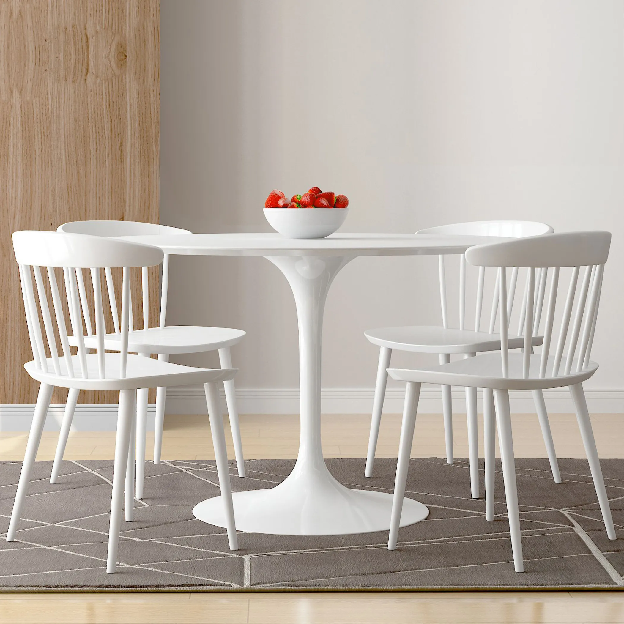 White Heavy Duty Plastic Slat Back Dining Side Chair - Image 6