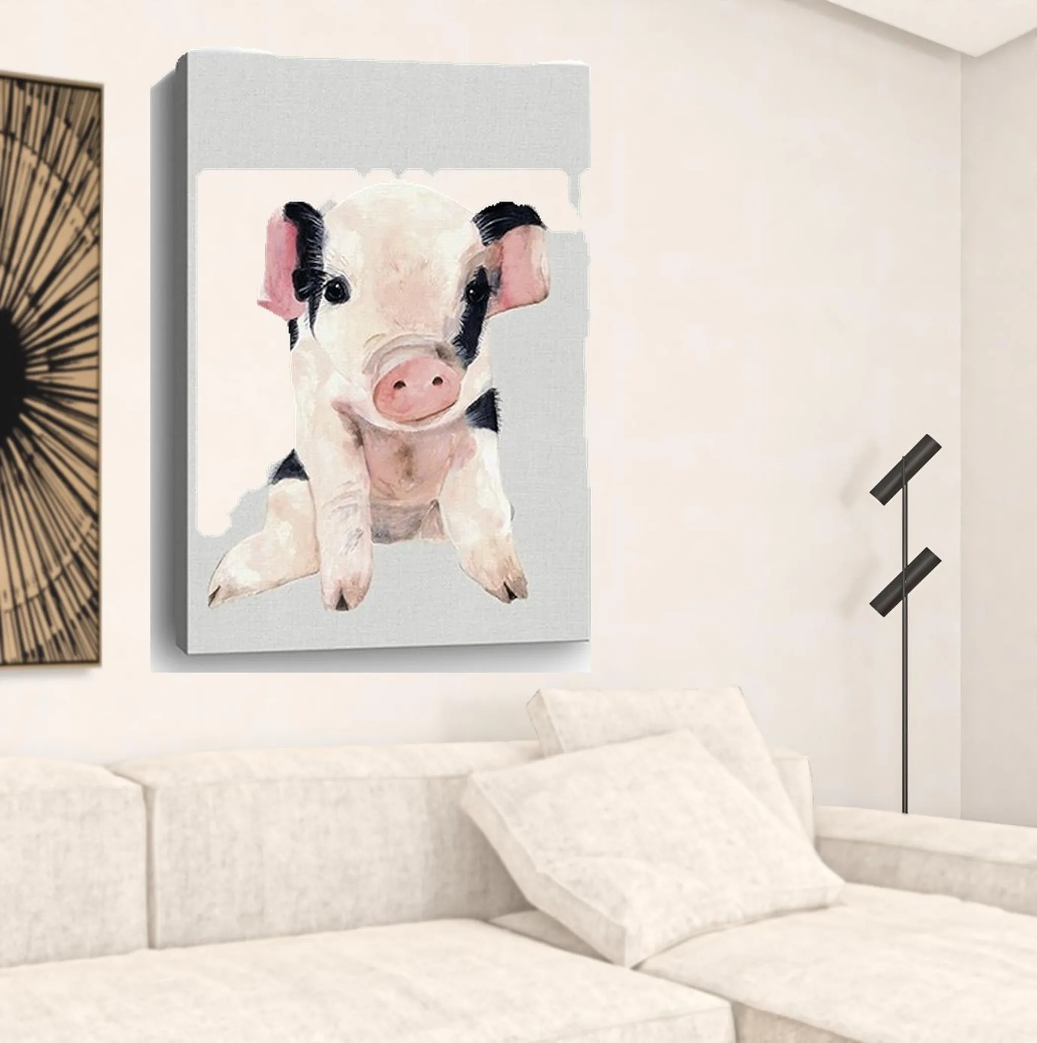 Cute Pink Piglet Unframed Print Wall Art - Image 3