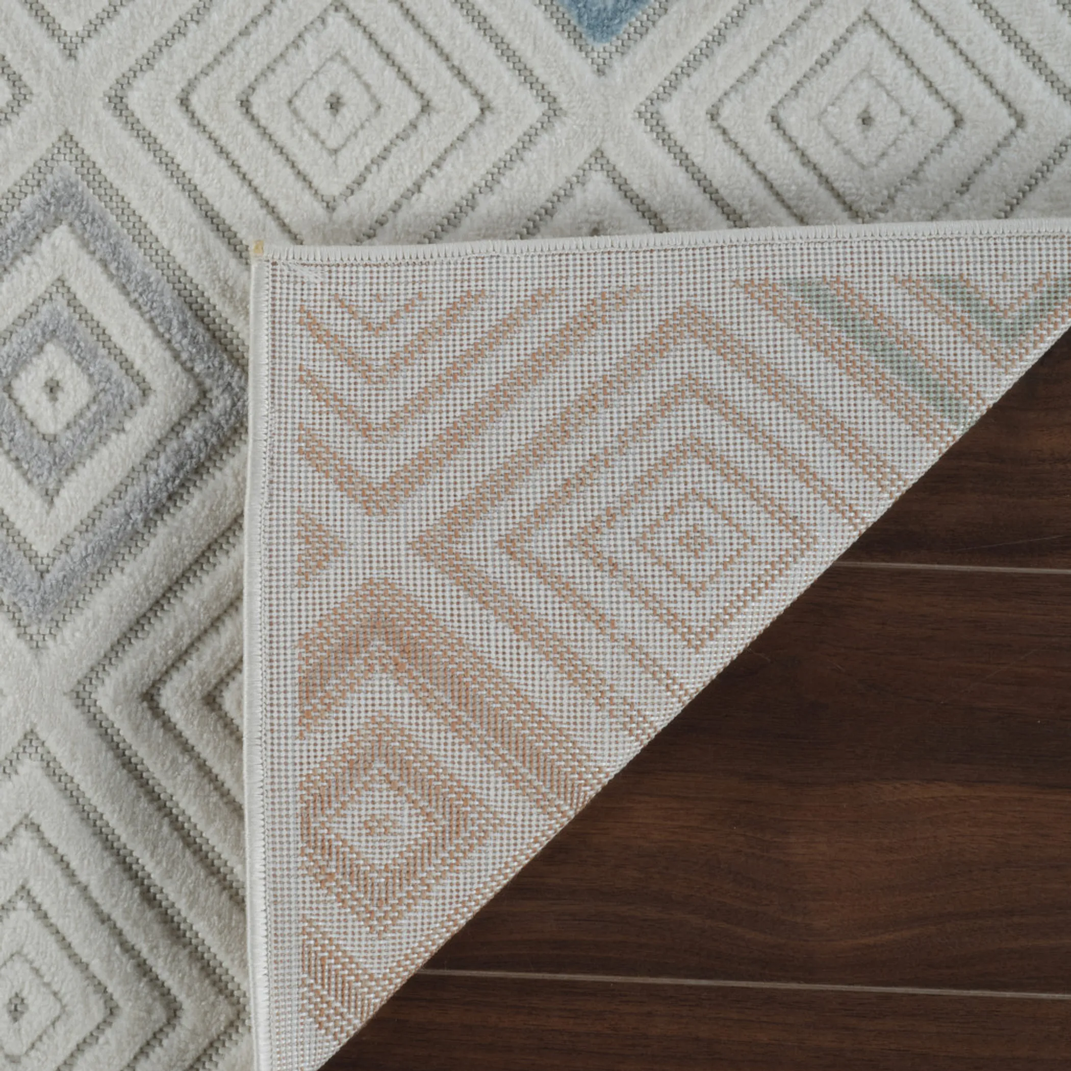 8' X 10' Cream and Beige Geometric Distressed Indoor Outdoor Area Rug - Image 6