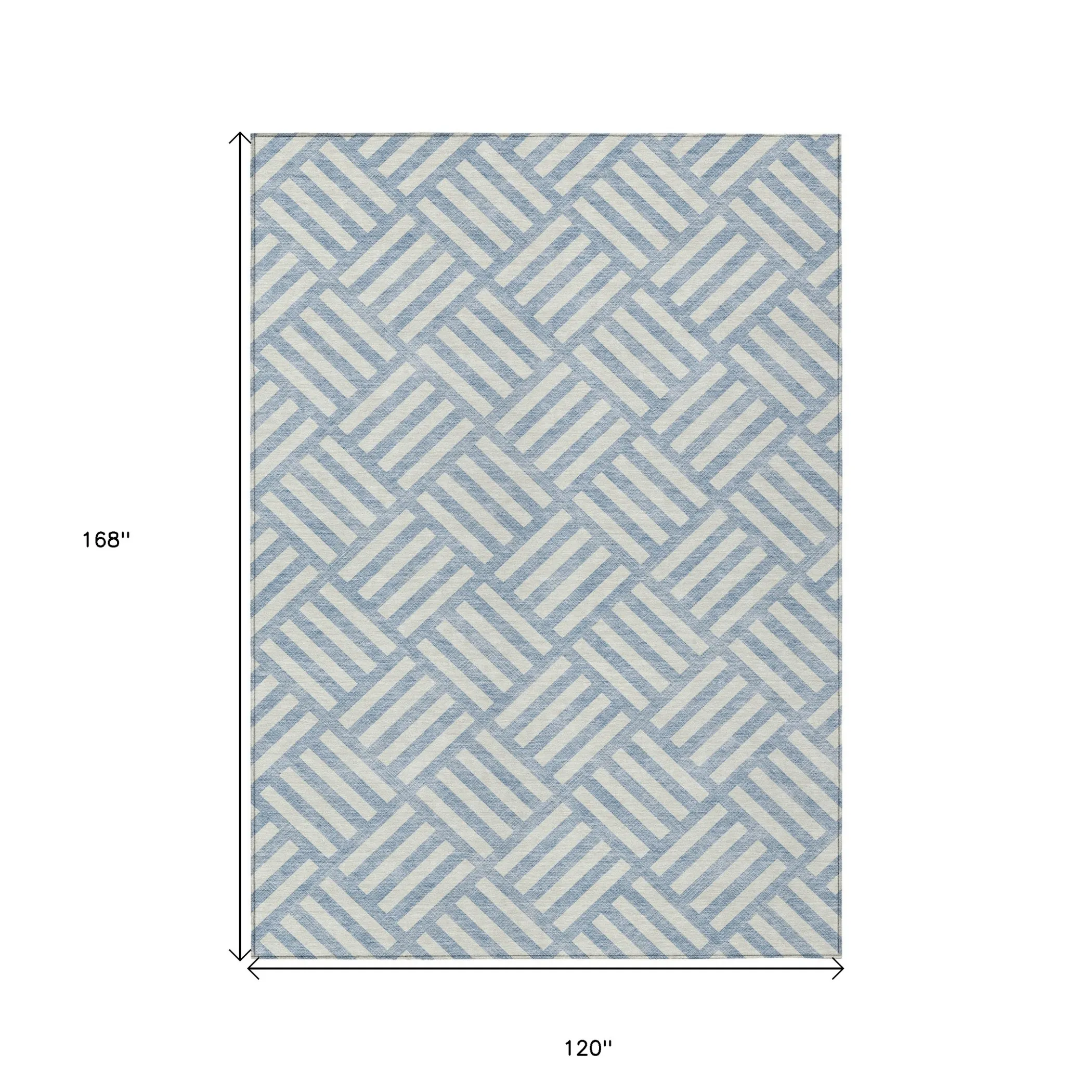 10' X 14' Sky Blue And Ivory Geometric Washable Indoor Outdoor Area Rug - Image 3