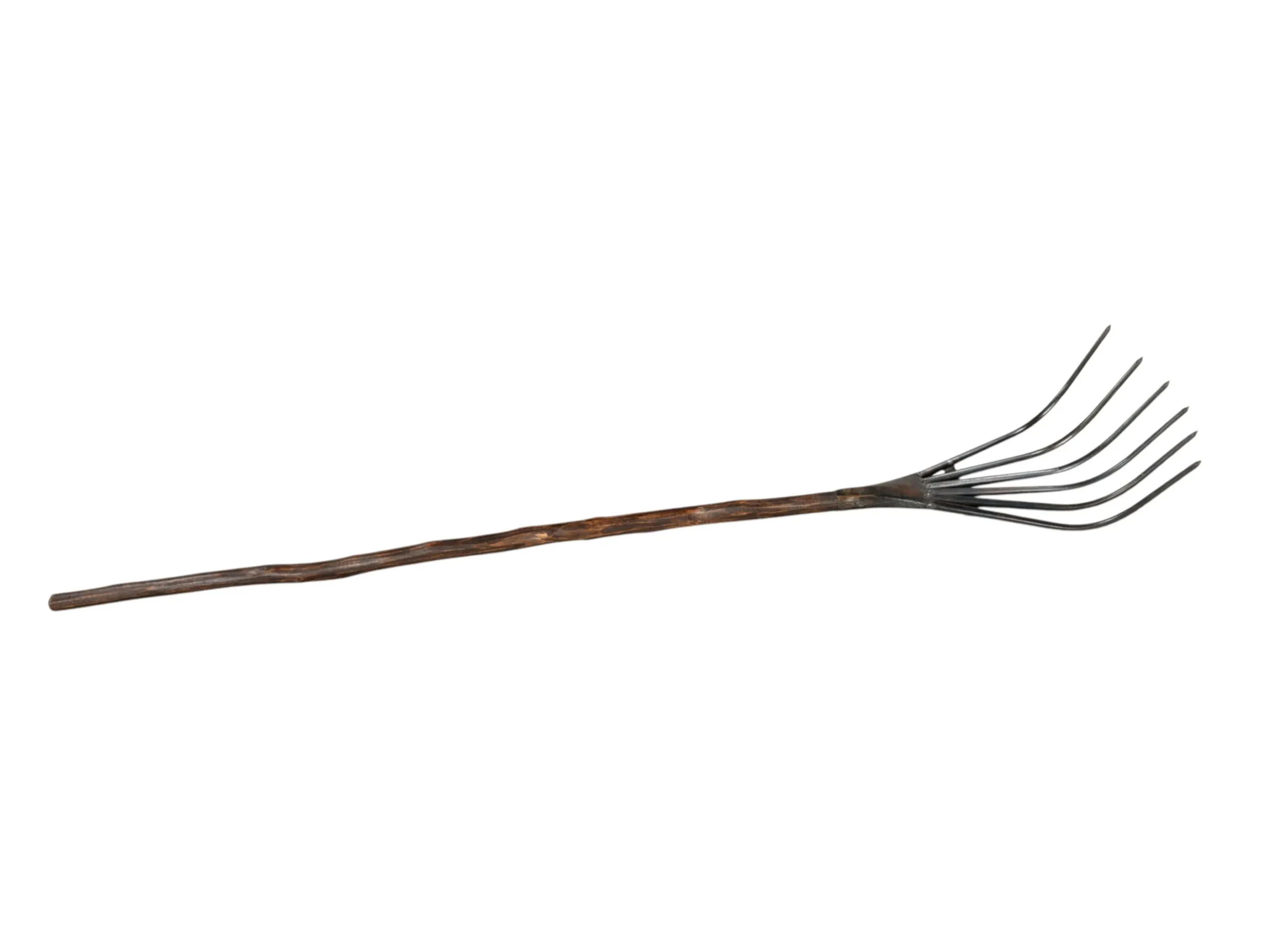 60" Brown and Black Wood and Metal Decorative Rake Sculpture - Image 3