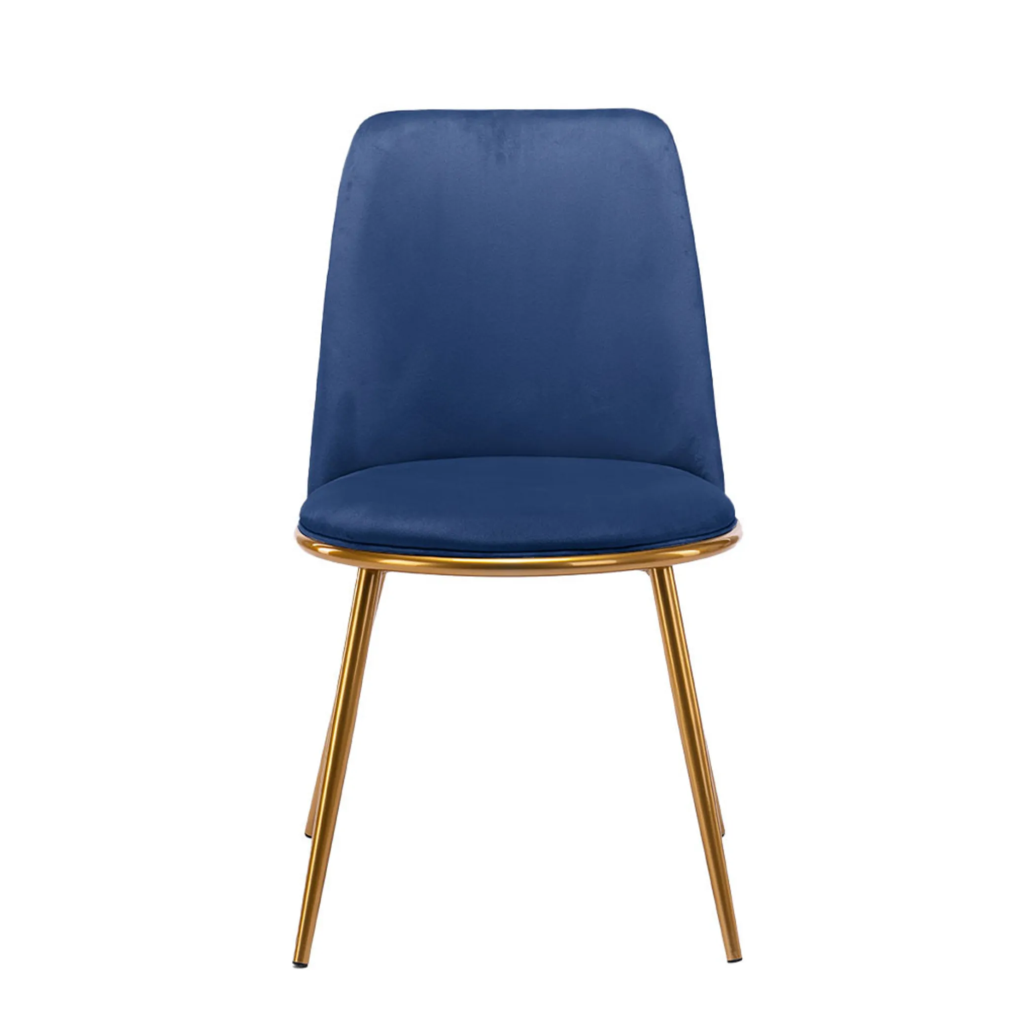 Blue And Gold Velvet and Metal Dining Side Chair - Image 2