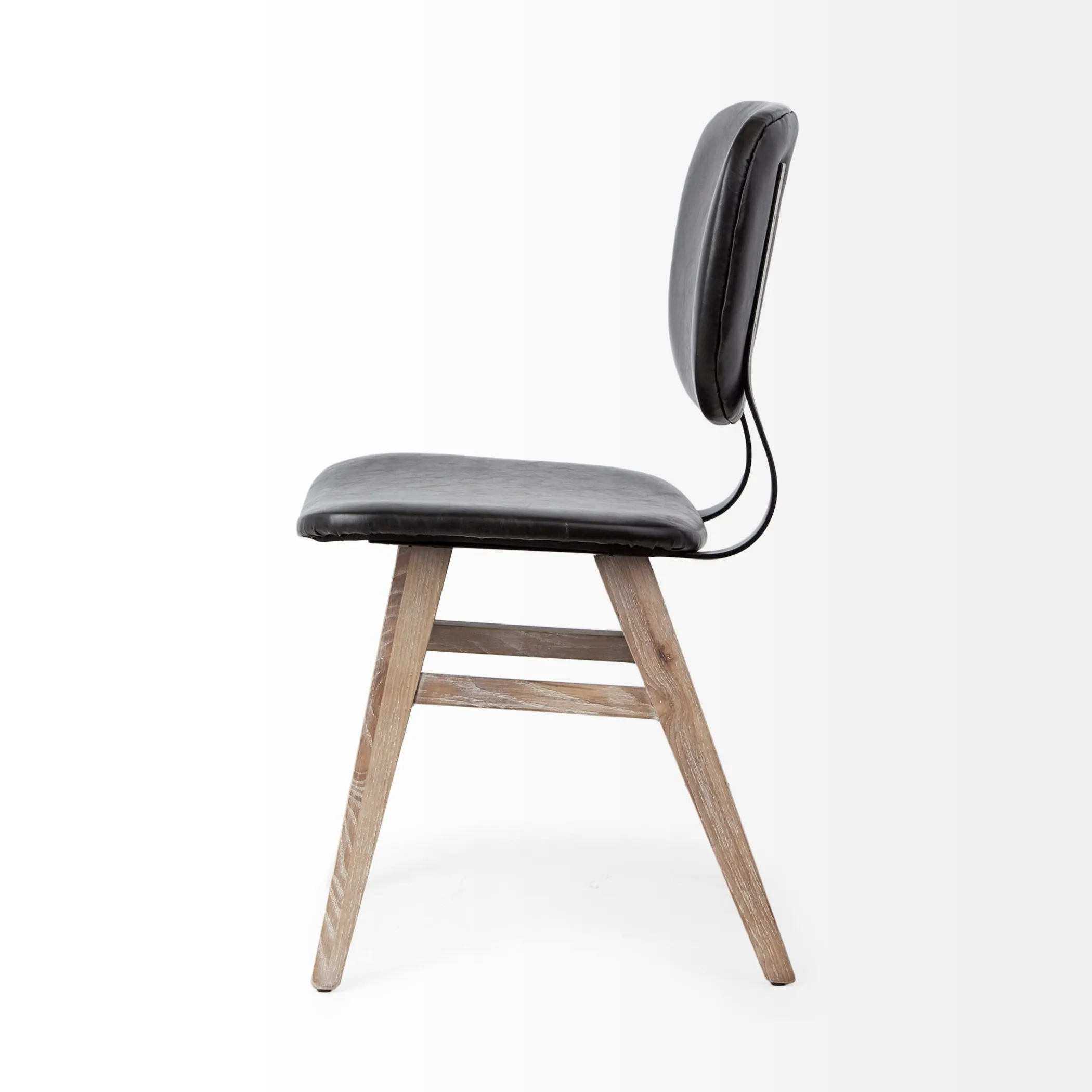 Set Of Two Black And Brown Upholstered Faux leather Open Back Side Chairs - Image 3
