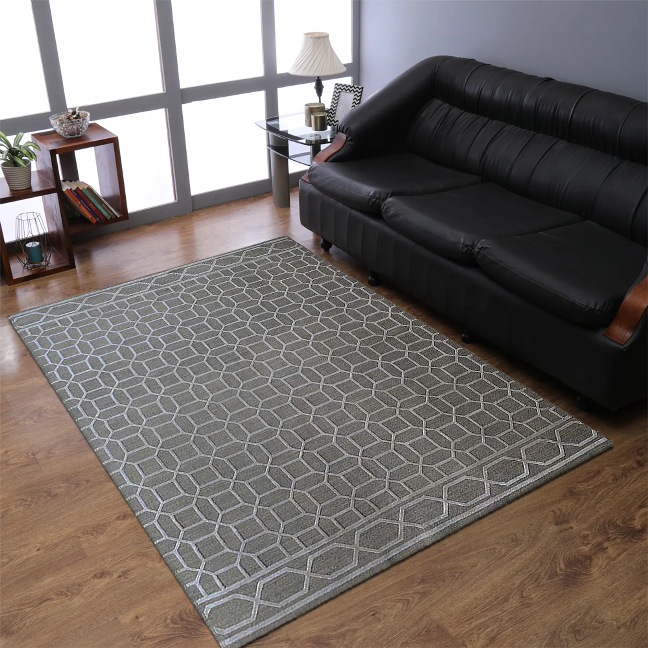 Rugsotic Carpets Hand Knotted Sumak Silk And Wool Area Rug Geometric