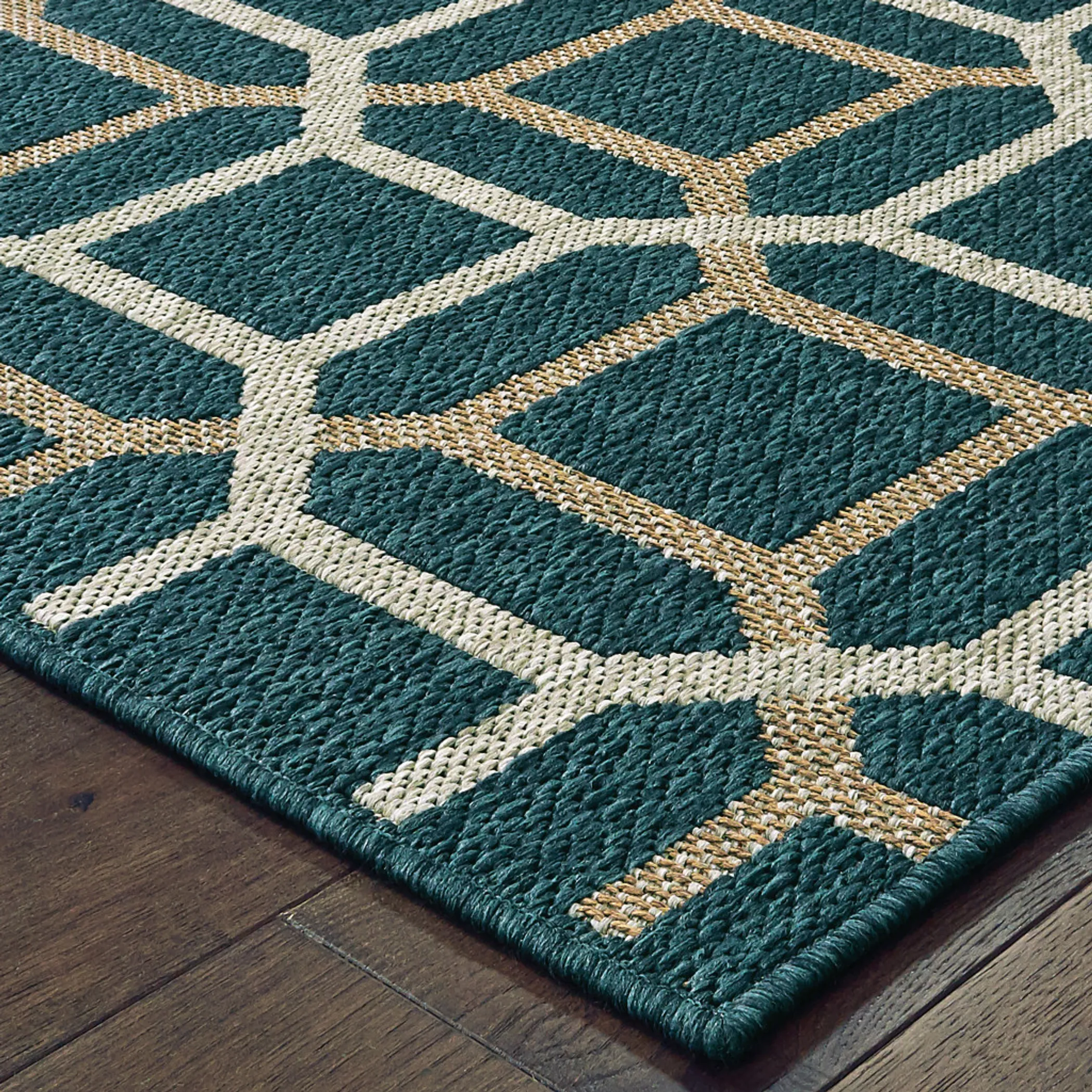 8' x 10' Blue and Gray Geometric Stain Resistant Indoor Outdoor Area Rug - Image 3