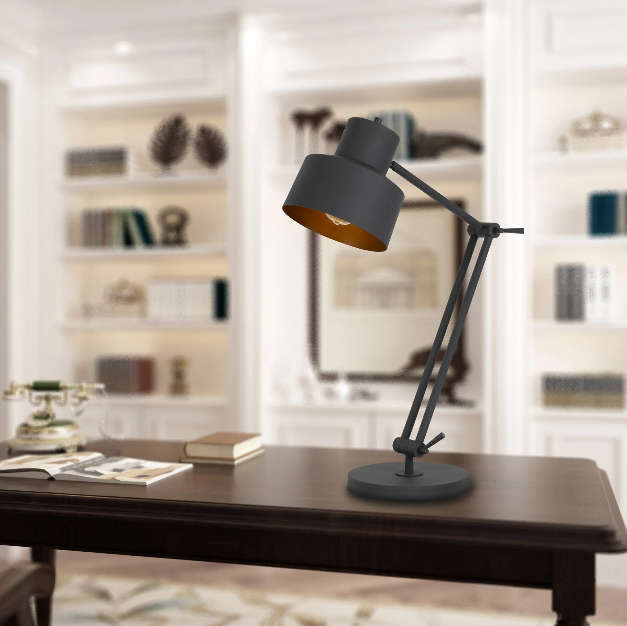 33" Black Metal Adjustable Desk Table Lamp - Image 3
