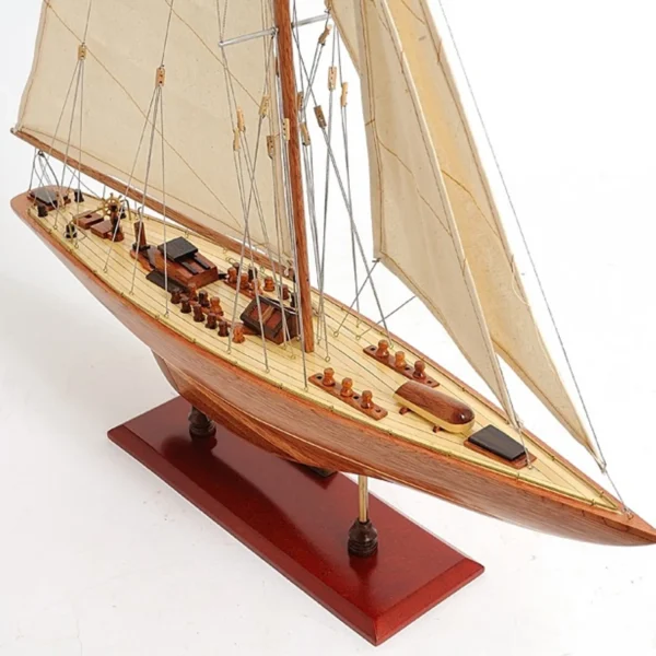 31" Wood Brown Endeavour Yacht Hand Painted Sculpture