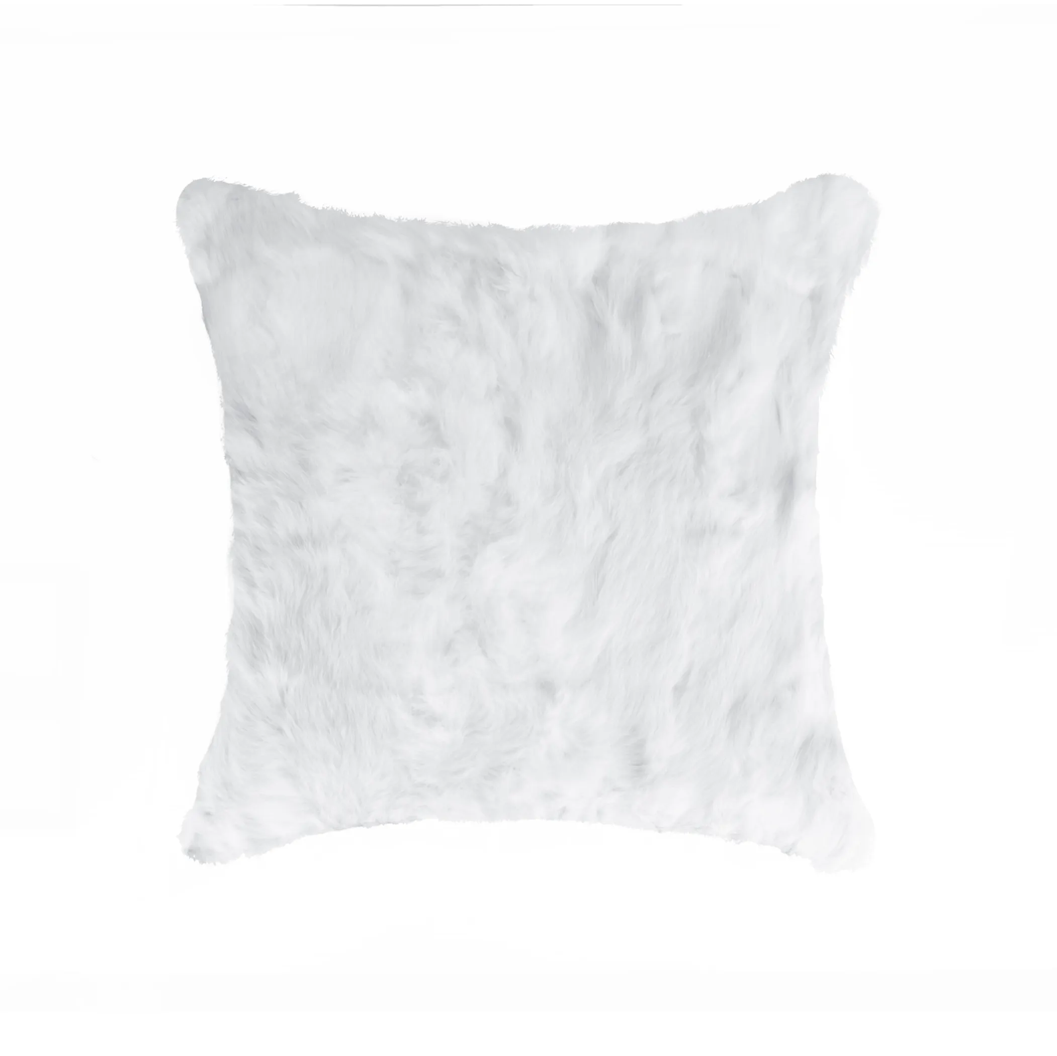 Set Of Two 18" White Rabbit Zippered Natural Fur Throw Pillows