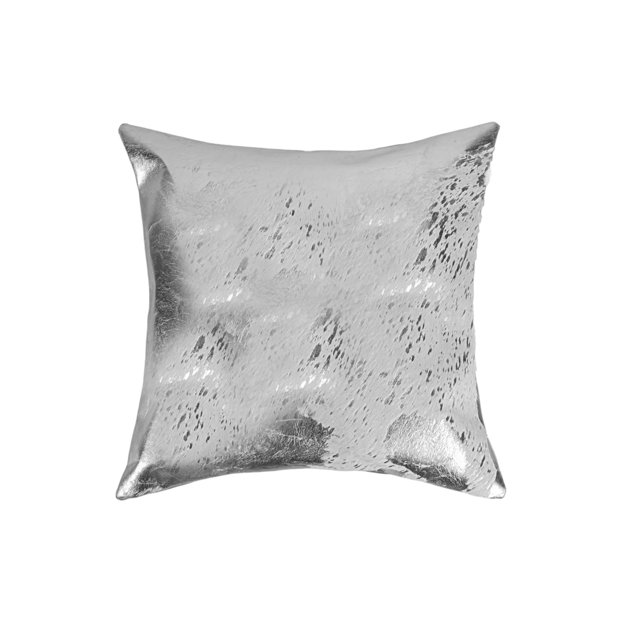 Set of Two 18" Gray and Silver Abstract Cowhide Throw Pillows with Glitter - Image 3